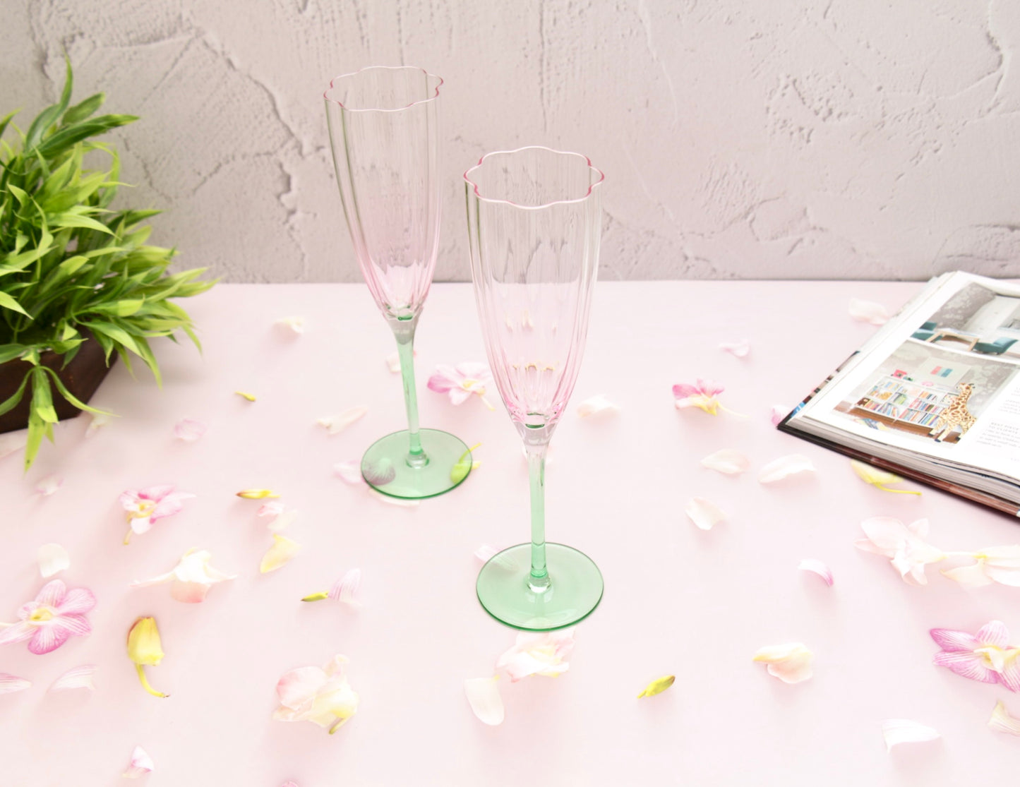 'Cherry Blossom' Champagne Glasses - Set of 2