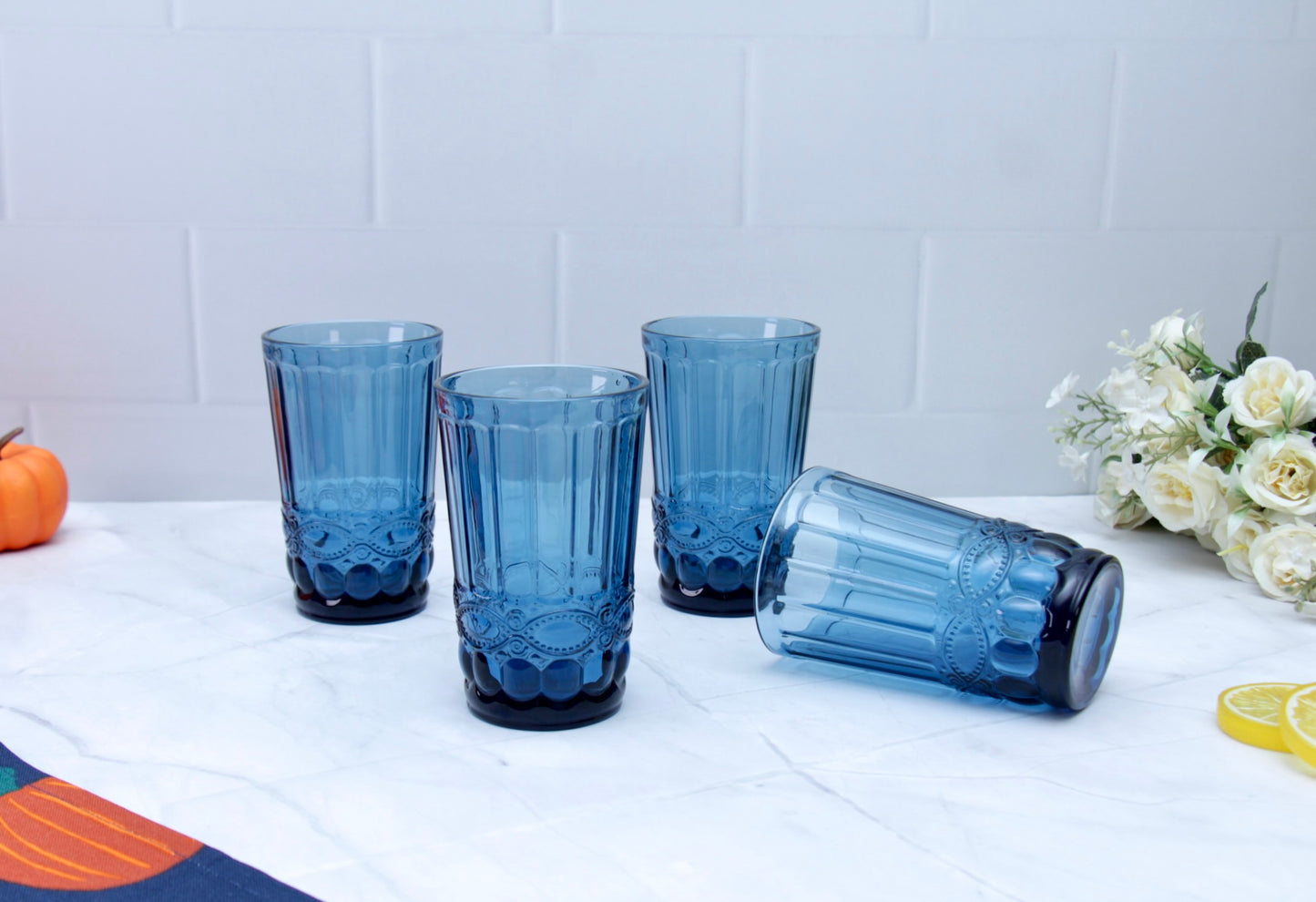 'Brooklyn' Glass Tumblers, Set Of 4 - Blue