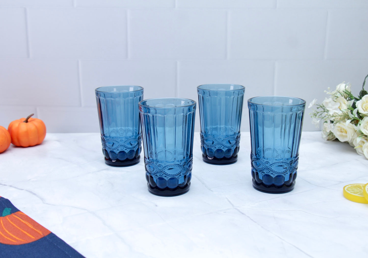 'Brooklyn' Glass Tumblers, Set Of 4 - Blue