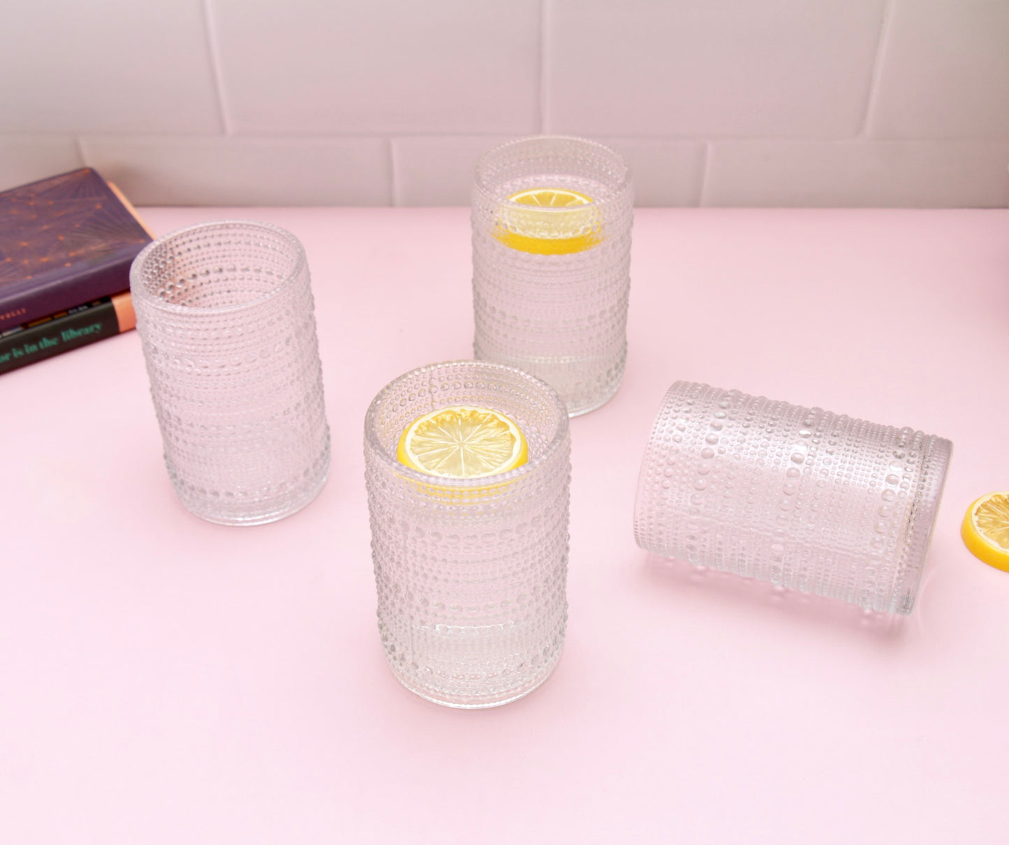 'Frost' Dotted Glass Tumblers, Set Of 4 - White