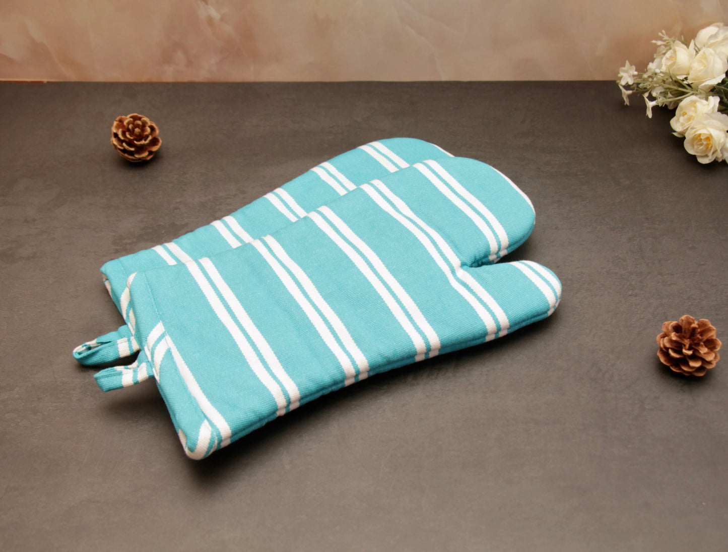 'Aqua' Oven Mittens Set of 2