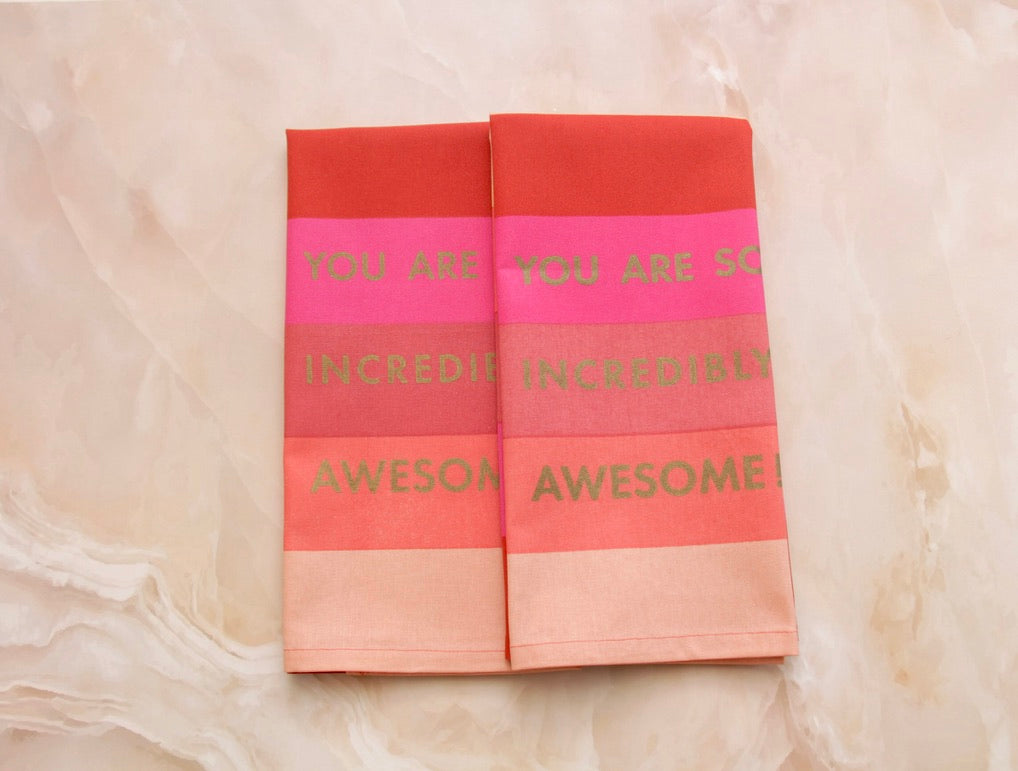 'You Are Awesome' Printed Kitchen Towels, Set of 2
