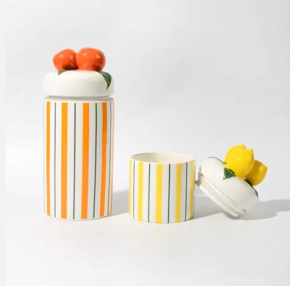 'Tangerines' Ceramic Storage Canister 1200ml, Set of 2