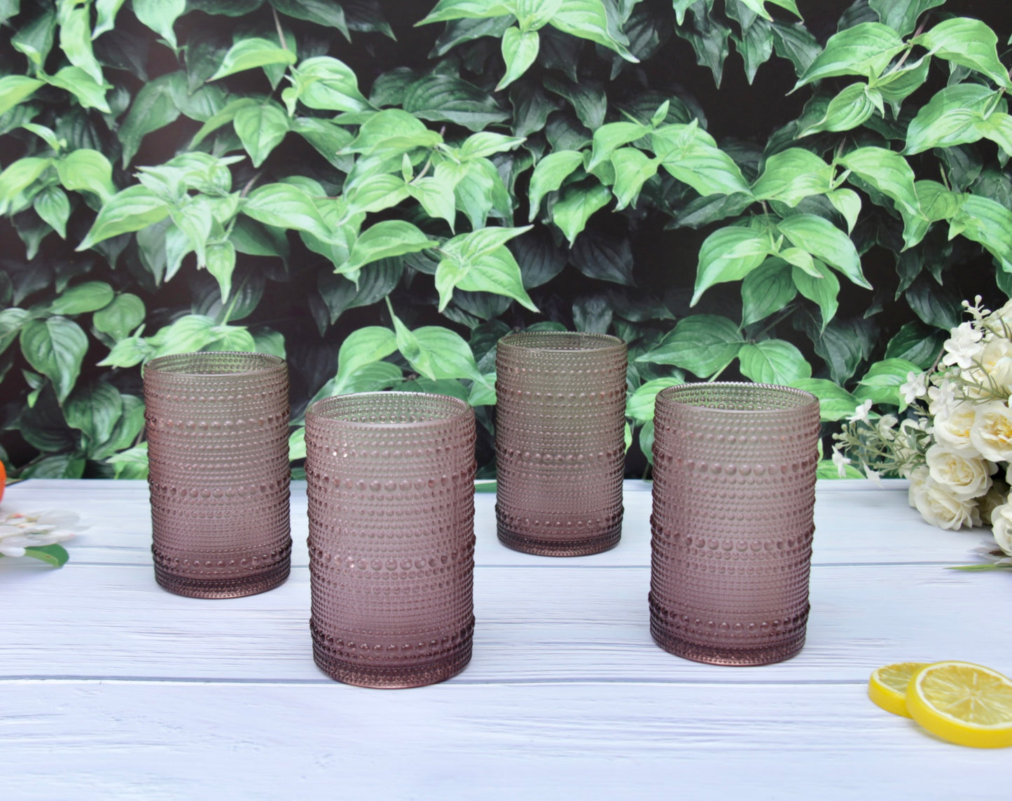'Frost' Dotted Glass Tumblers, Set Of 4 - Pink
