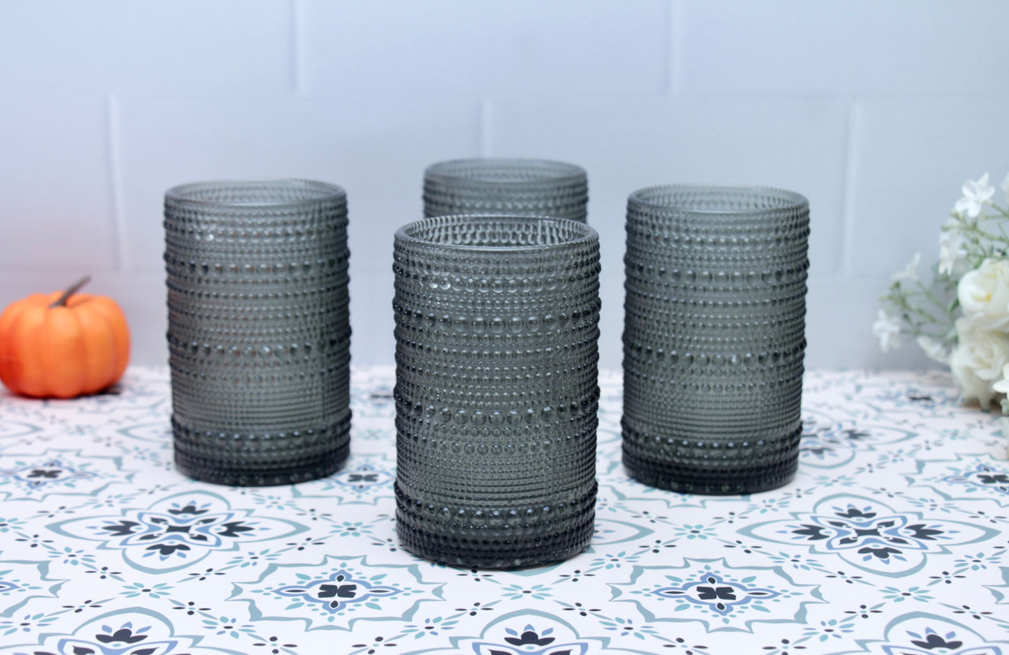 'Frost' Dotted Glass Tumblers, Set Of 4 - Black