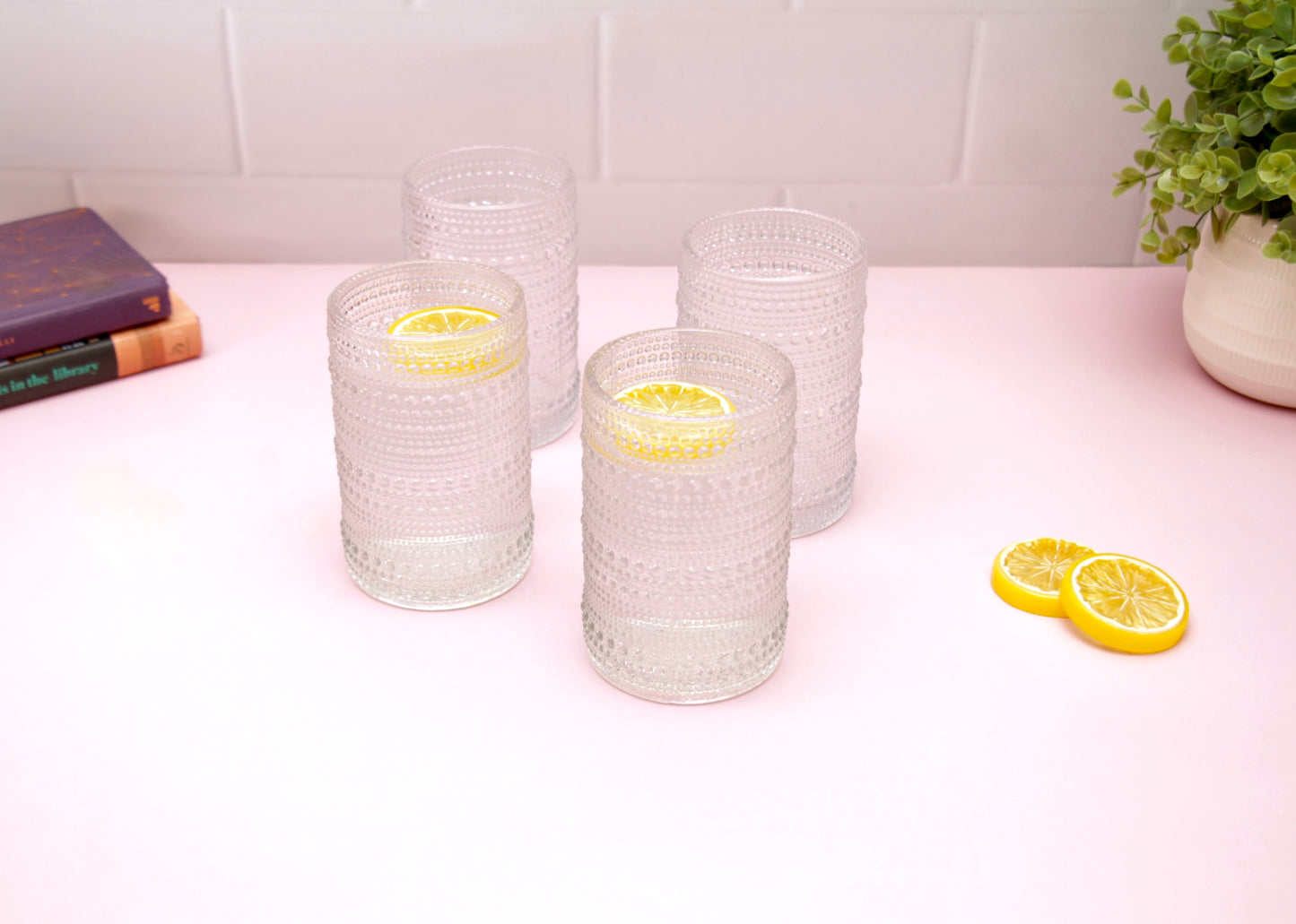 'Frost' Dotted Glass Tumblers, Set Of 4 - White