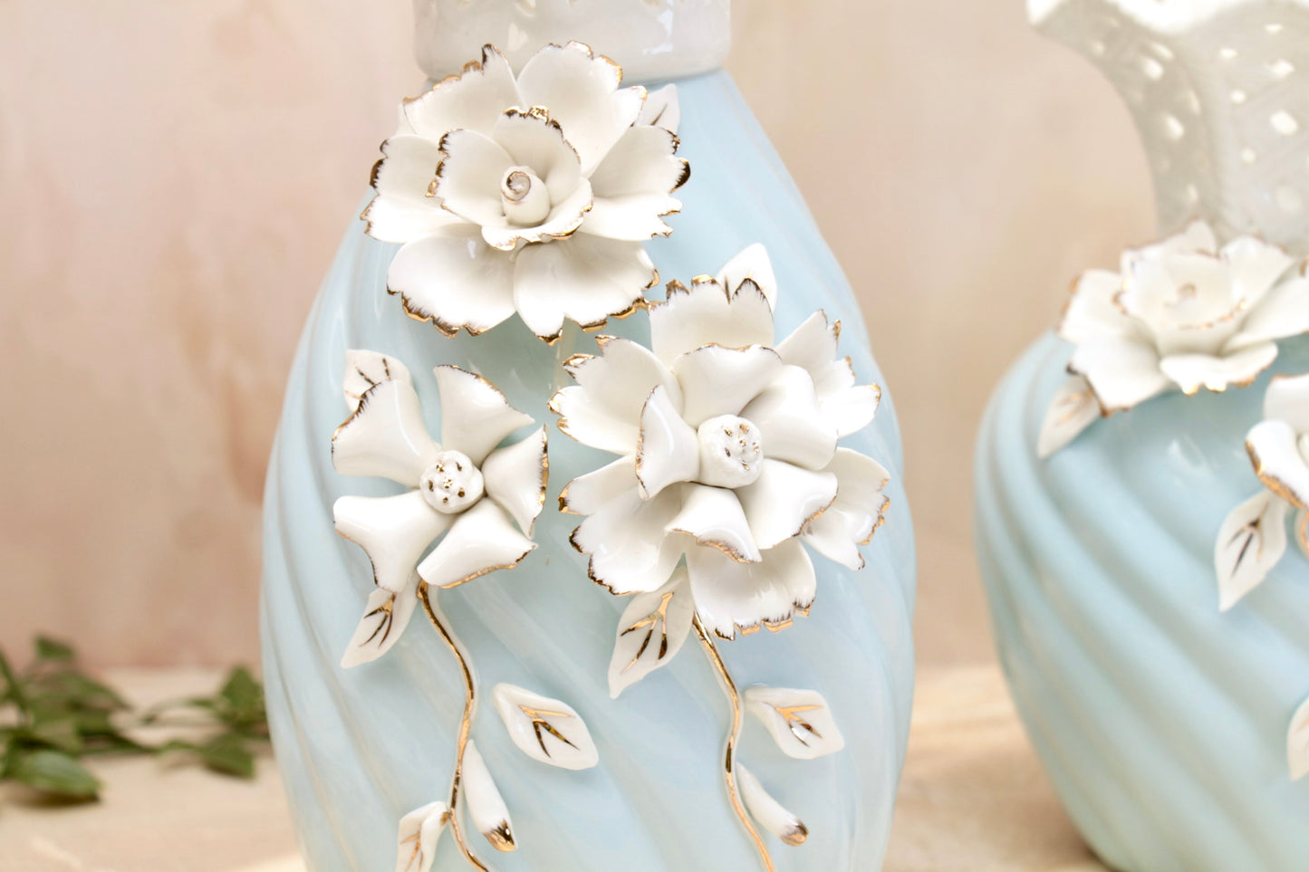 'Grace' Blue Ceramic Floral Vase, Large
