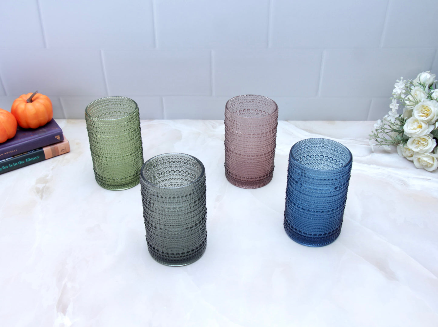 'Frost' Dotted Glass Tumblers, Set Of 4 - Assorted
