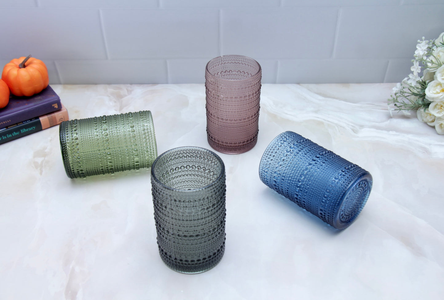 'Frost' Dotted Glass Tumblers, Set Of 4 - Assorted