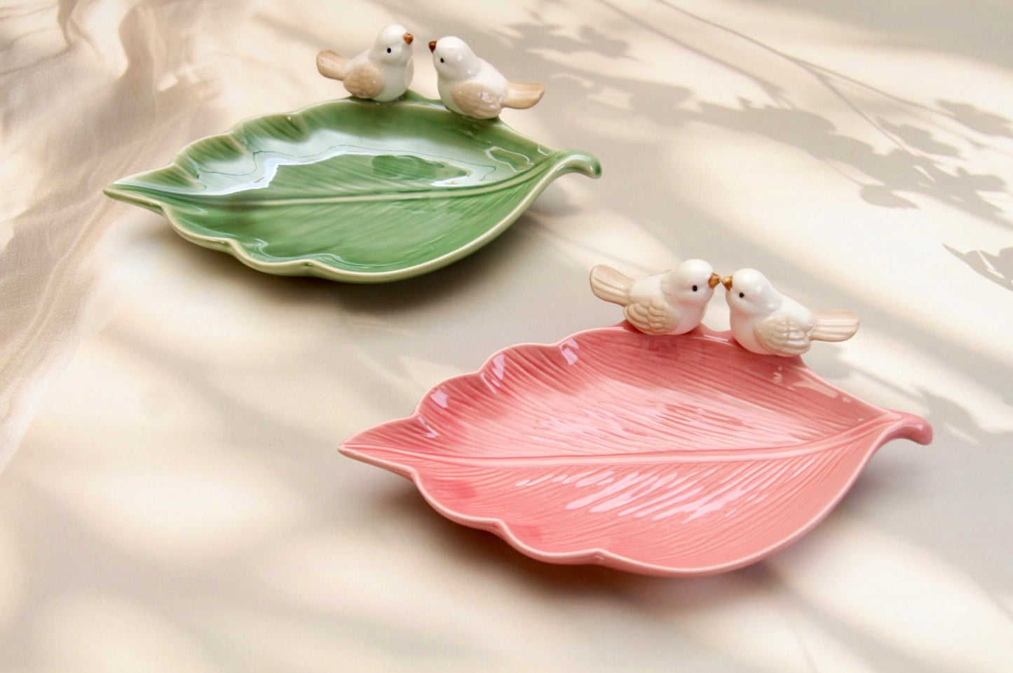 'Bird on a Leaf' Ceramic Dish - Green 3