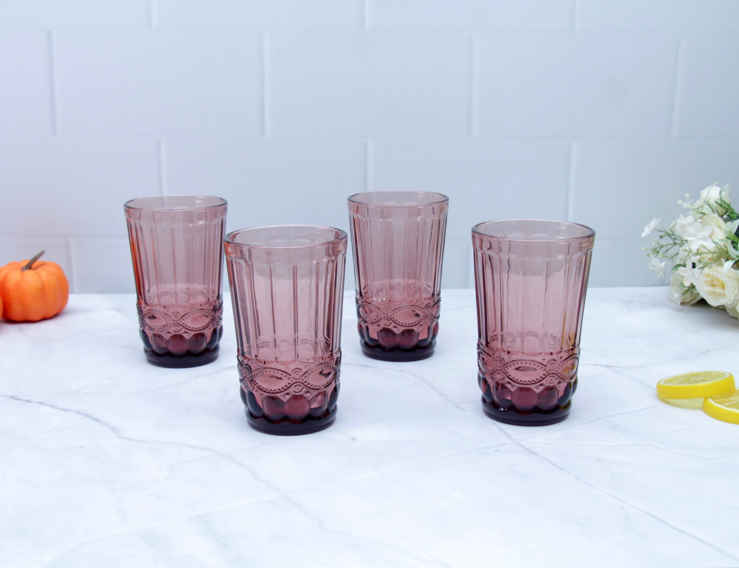 'Brooklyn' Glass Tumblers, Set Of 4 - Pink