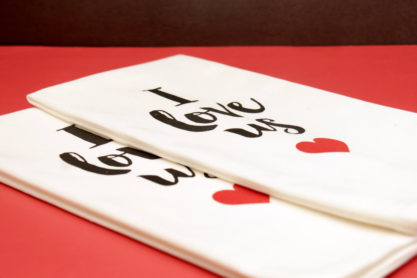 'Love Us' Printed Kitchen Towels, Set of 2