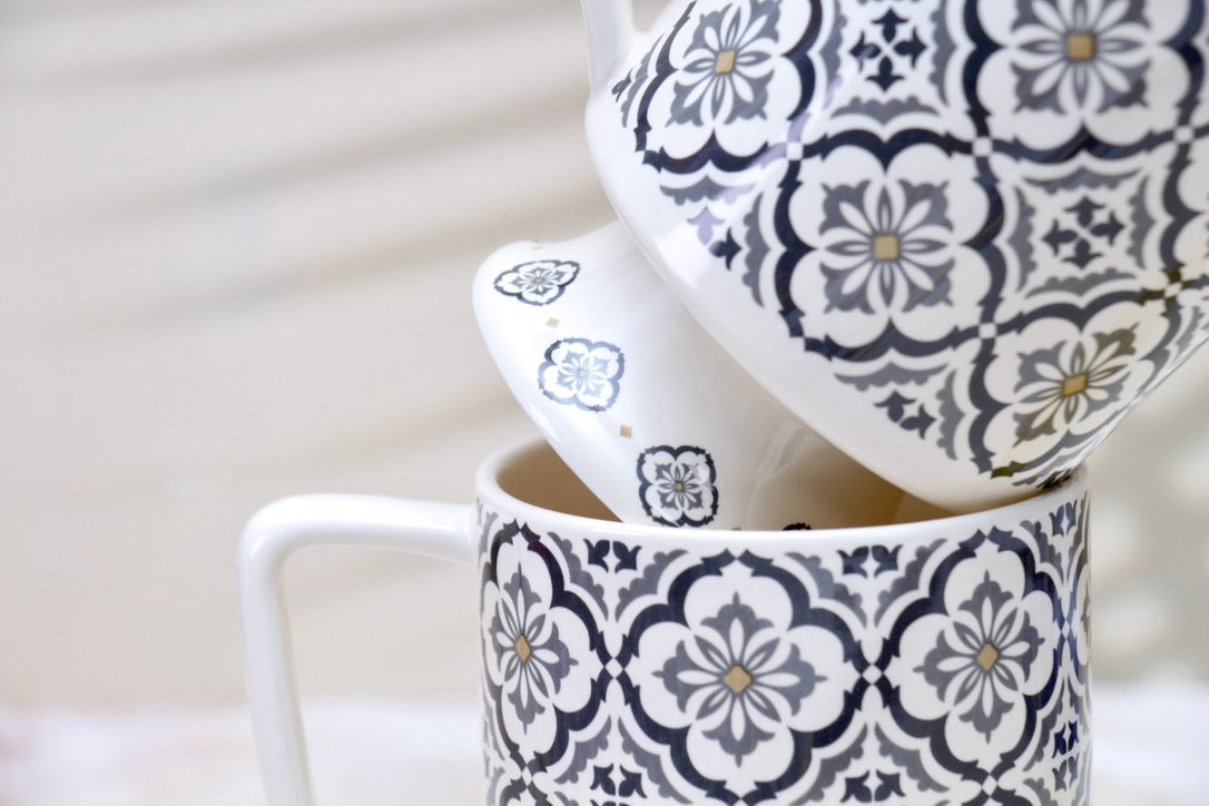 'Moroccan' Ceramic Coffee Mug, Grey