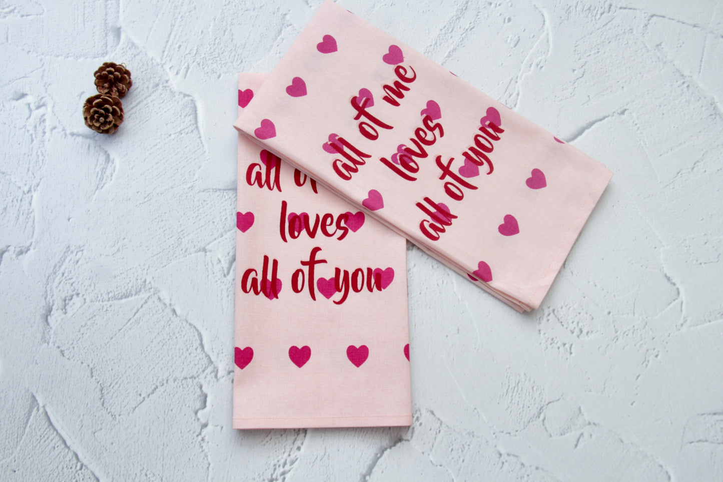 'Little Hearts' Printed Kitchen Towels, Set of 2