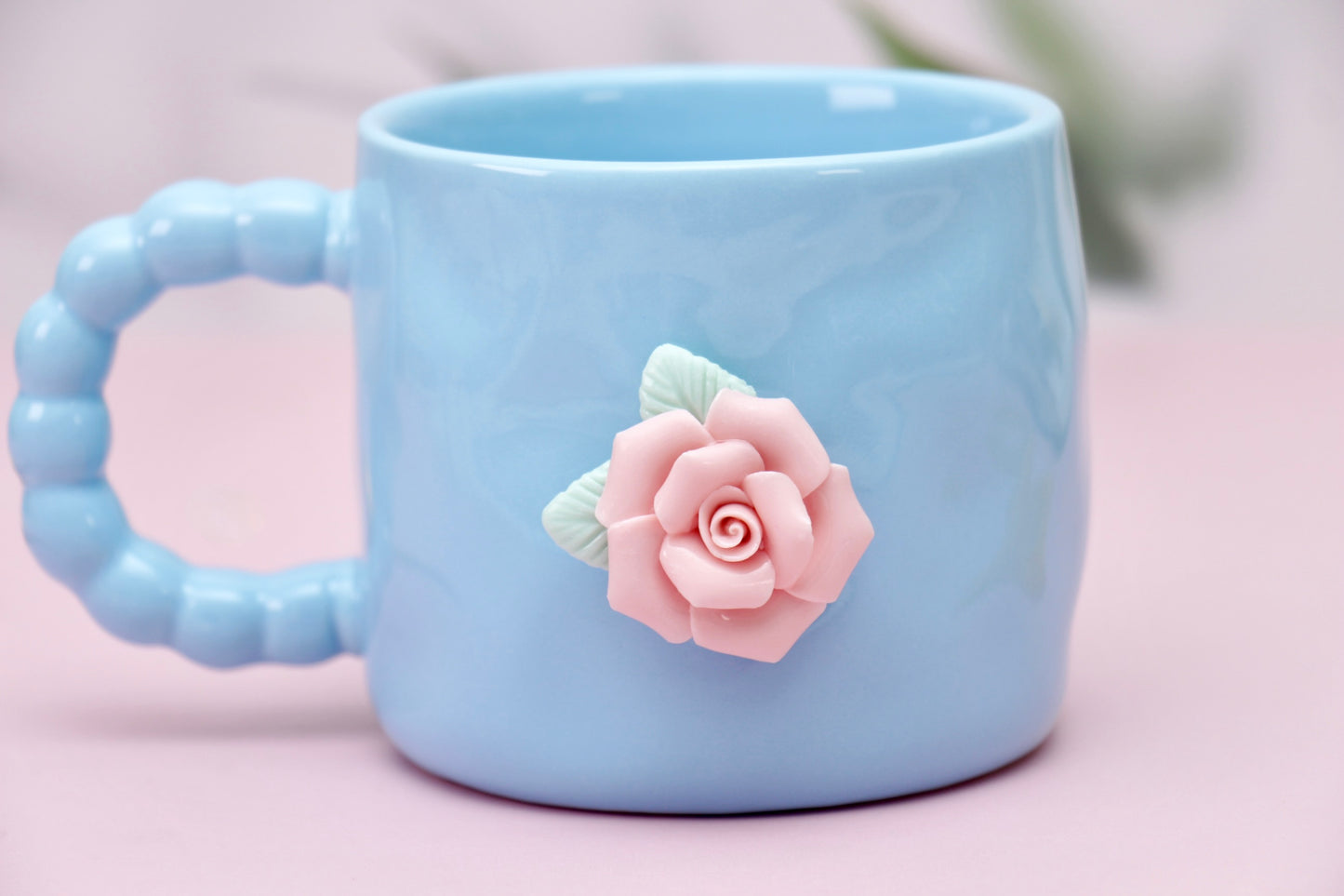 'French Rose' Ceramic Coffee Mug, Blue