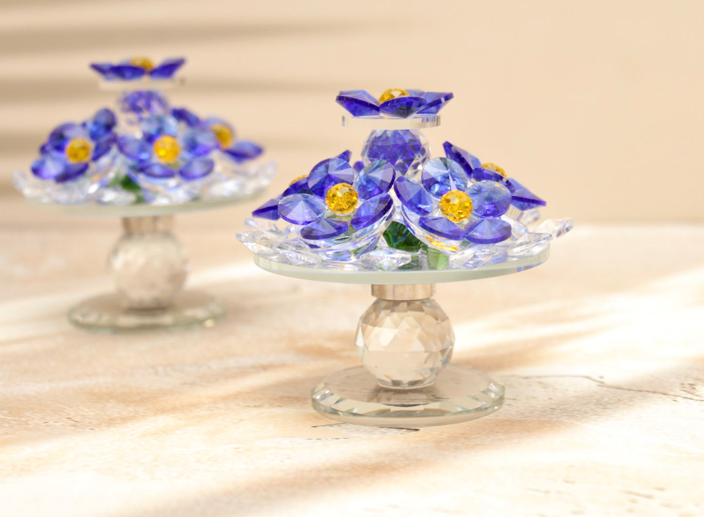 'Sparkles' Rotating Crystal Flowers - Blue