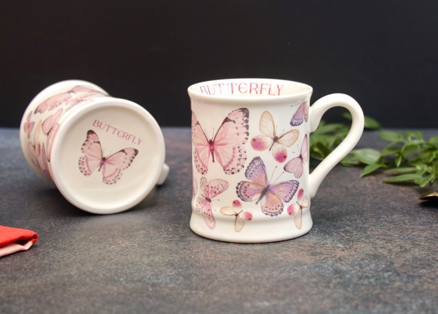 'Red Butterflies' Ceramic Coffee Mug