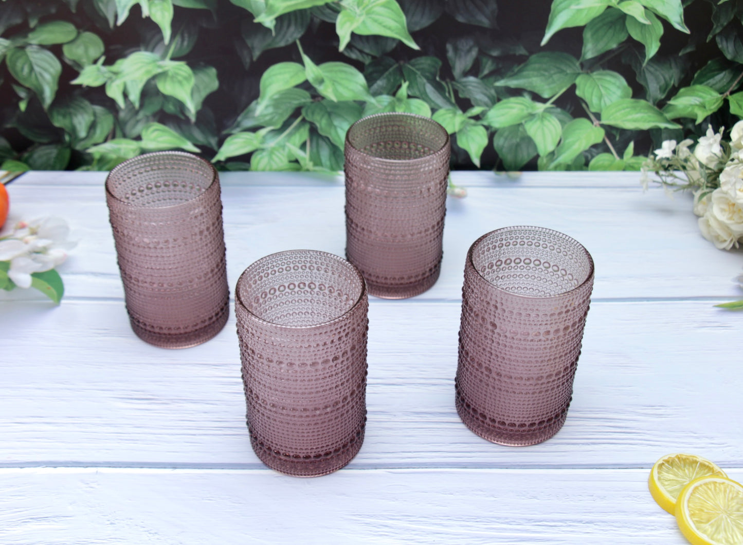 'Frost' Dotted Glass Tumblers, Set Of 4 - Pink