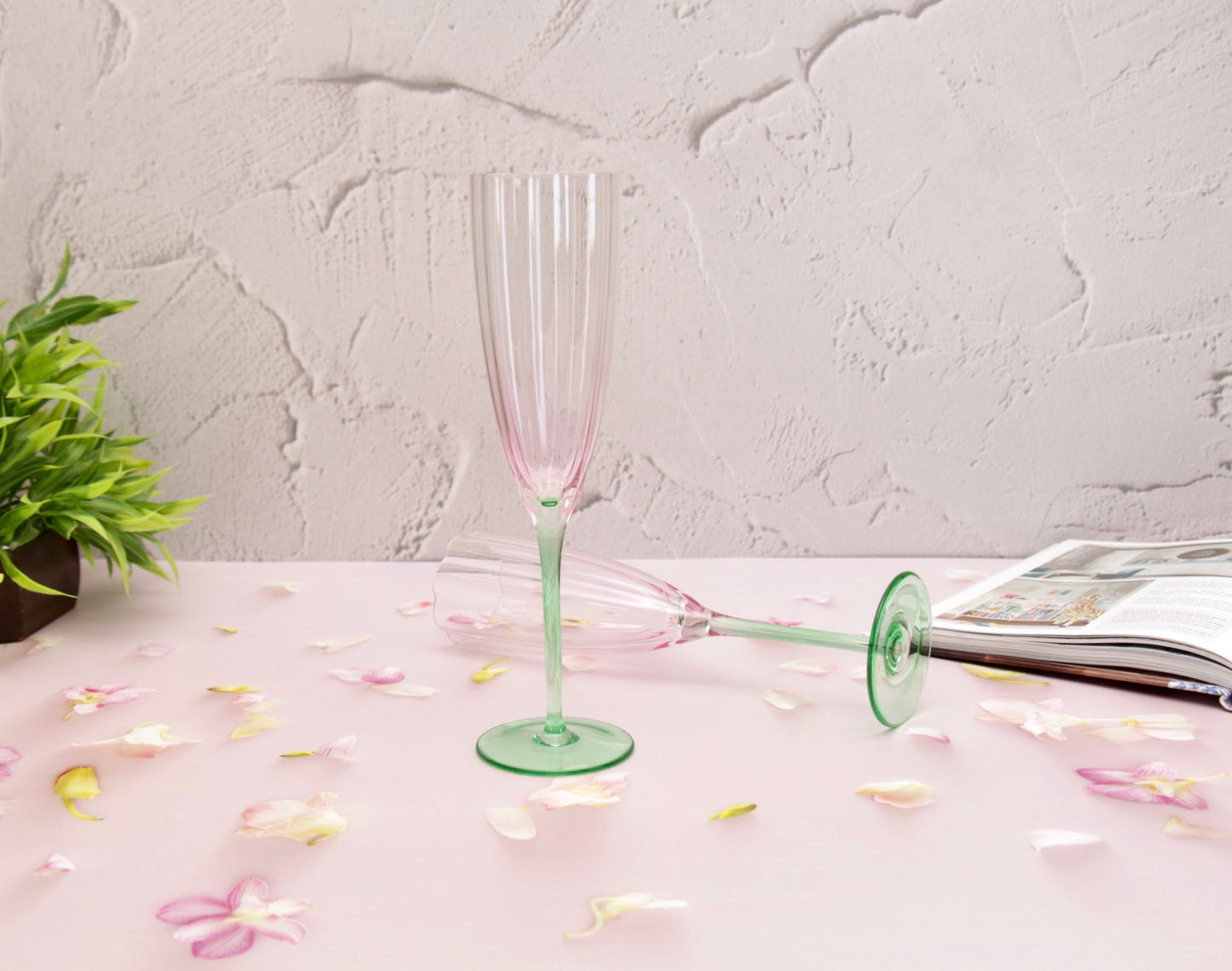 'Cherry Blossom' Champagne Glasses - Set of 2