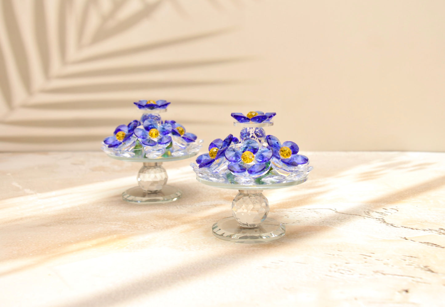 'Sparkles' Rotating Crystal Flowers - Blue