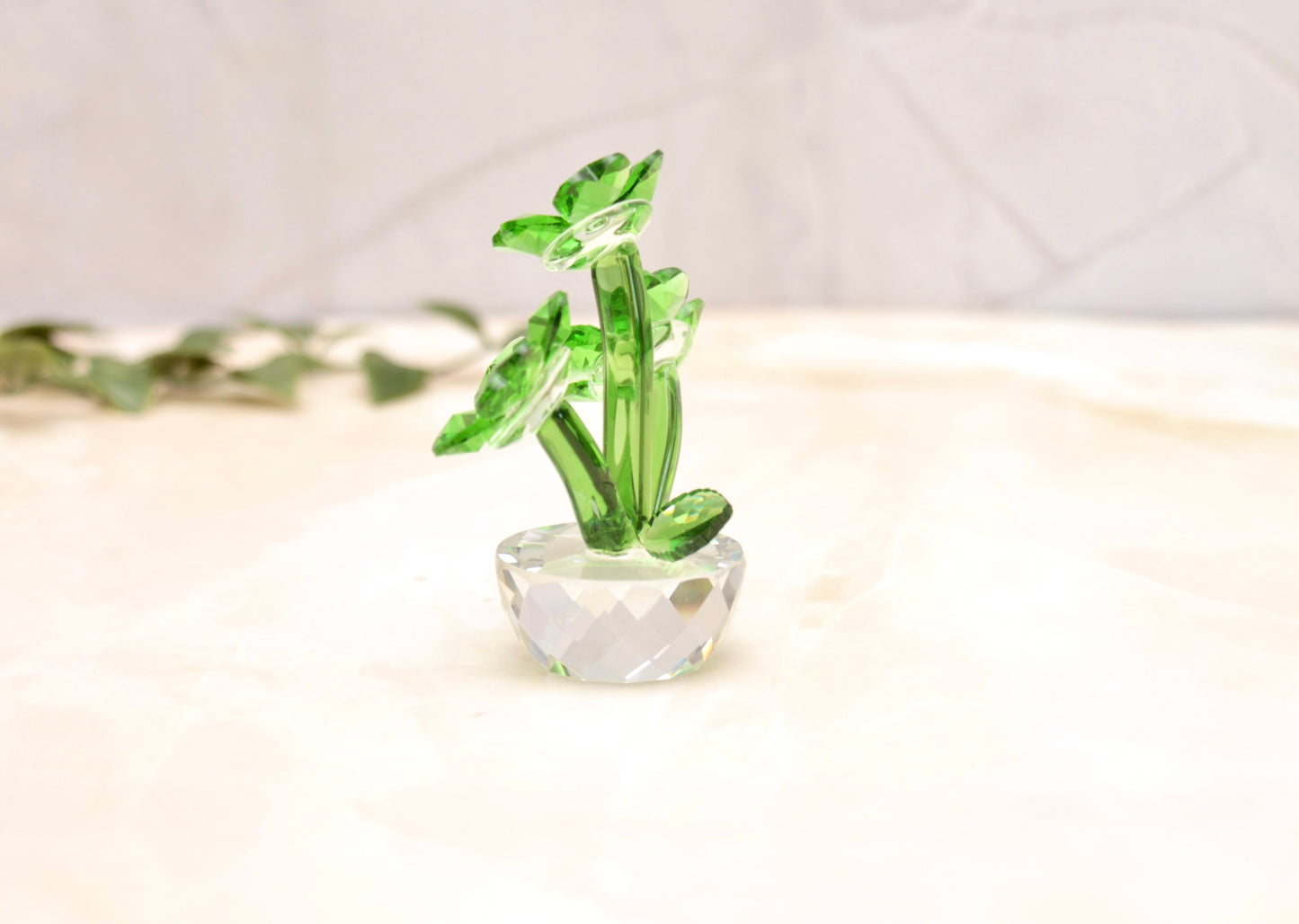 'Jade' Mini Glass Crystal Plant