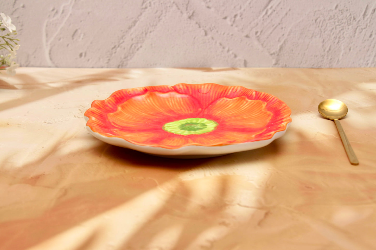 'Flora' Ceramic Dessert Plate - Orange