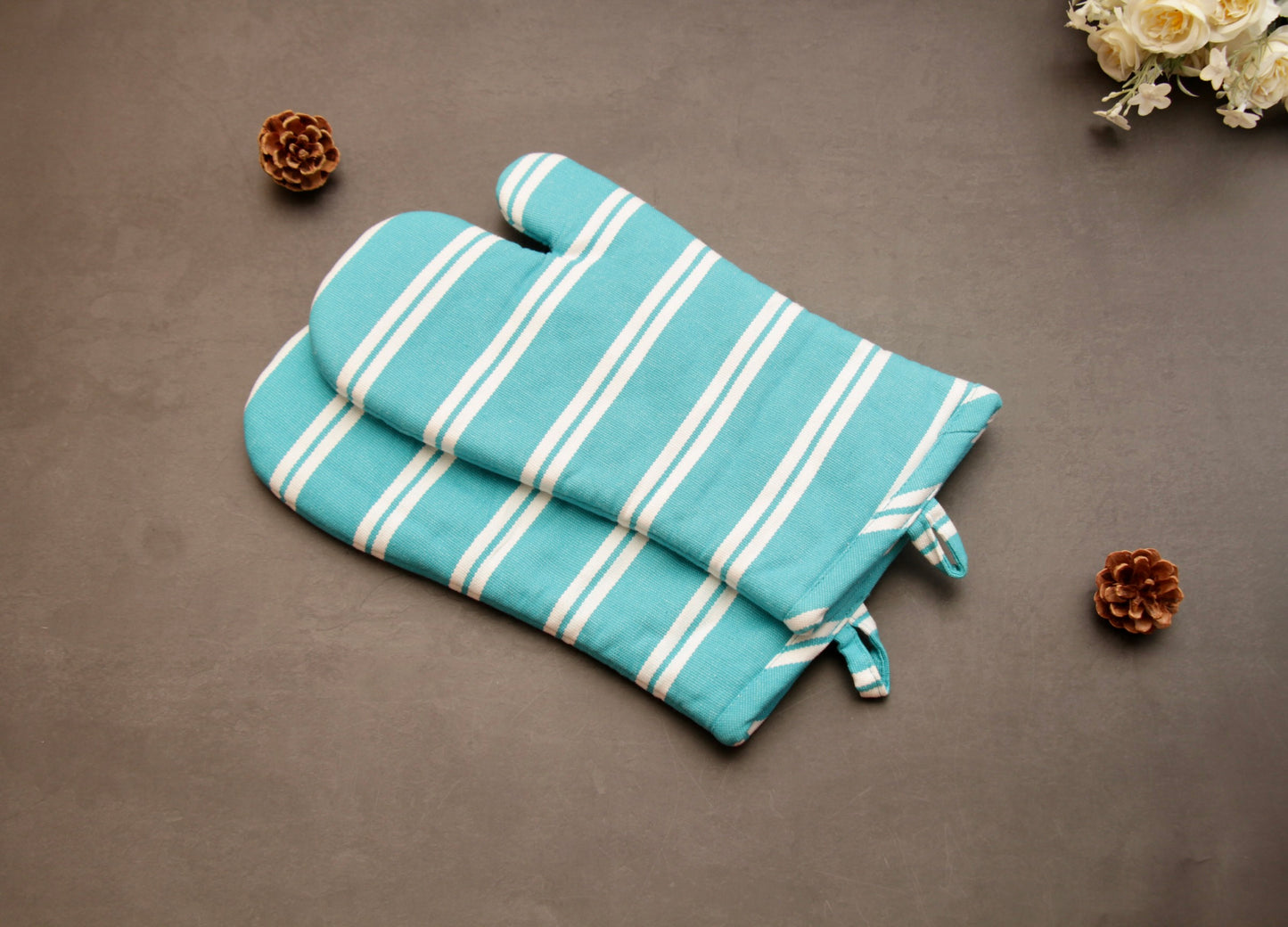 'Aqua' Oven Mittens Set of 2