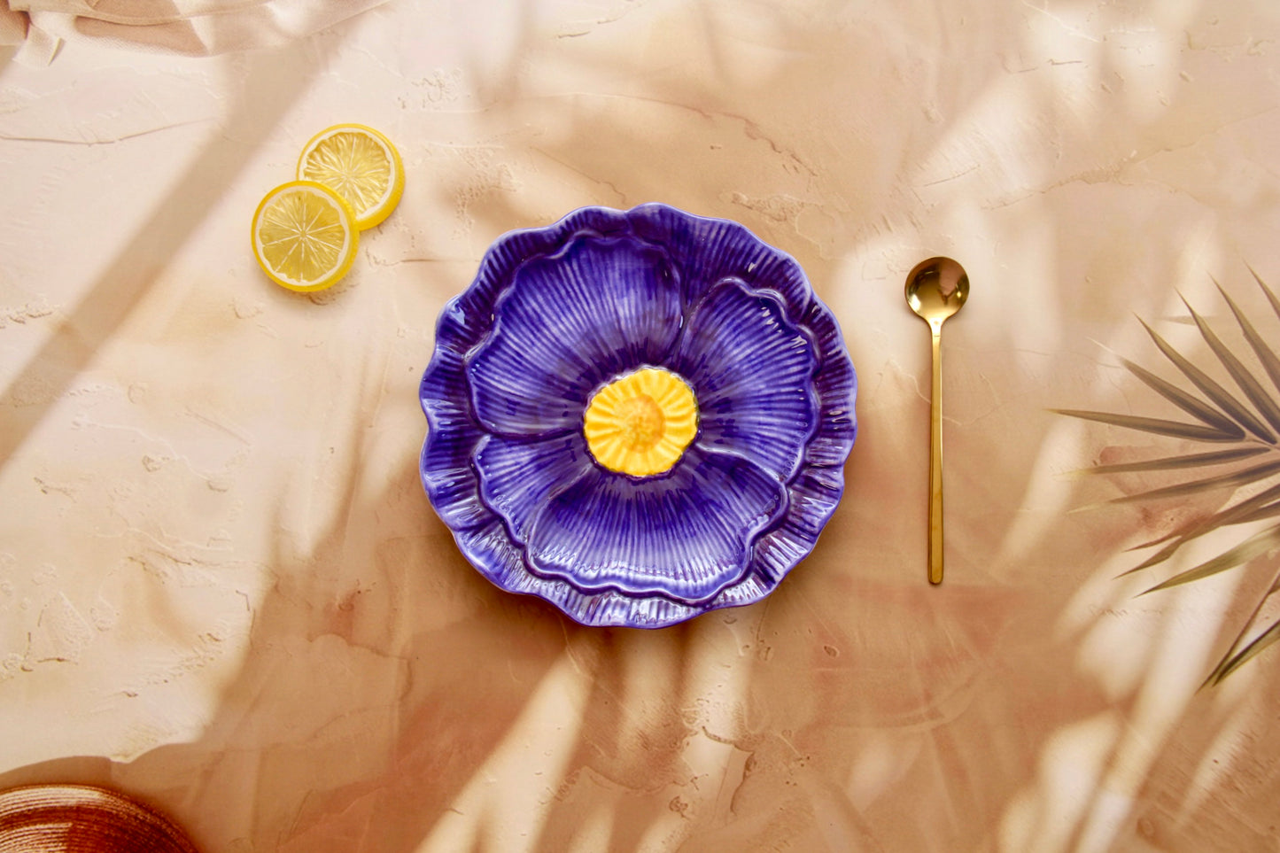 'Flora' Ceramic Breakfast Plate - Blue
