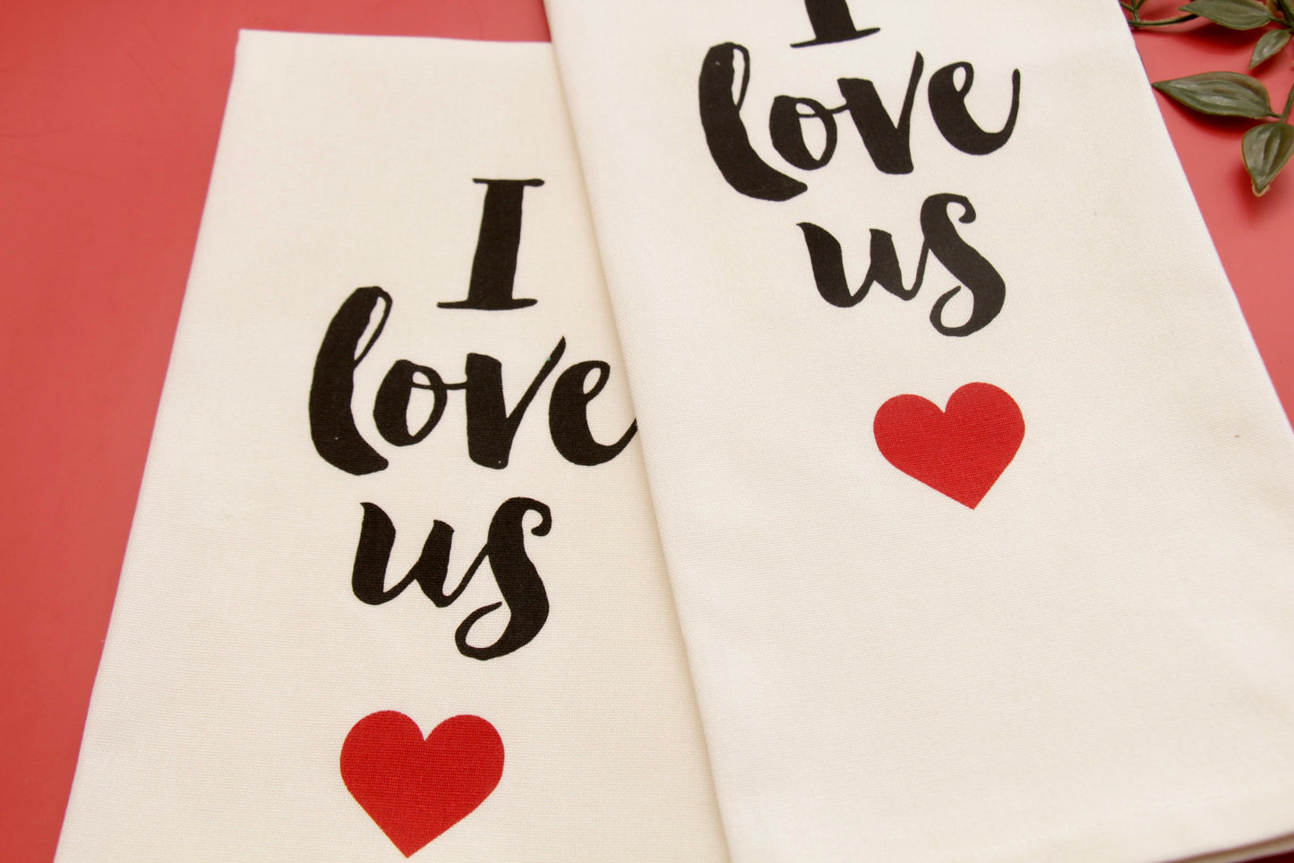 'Love Us' Printed Kitchen Towels, Set of 2