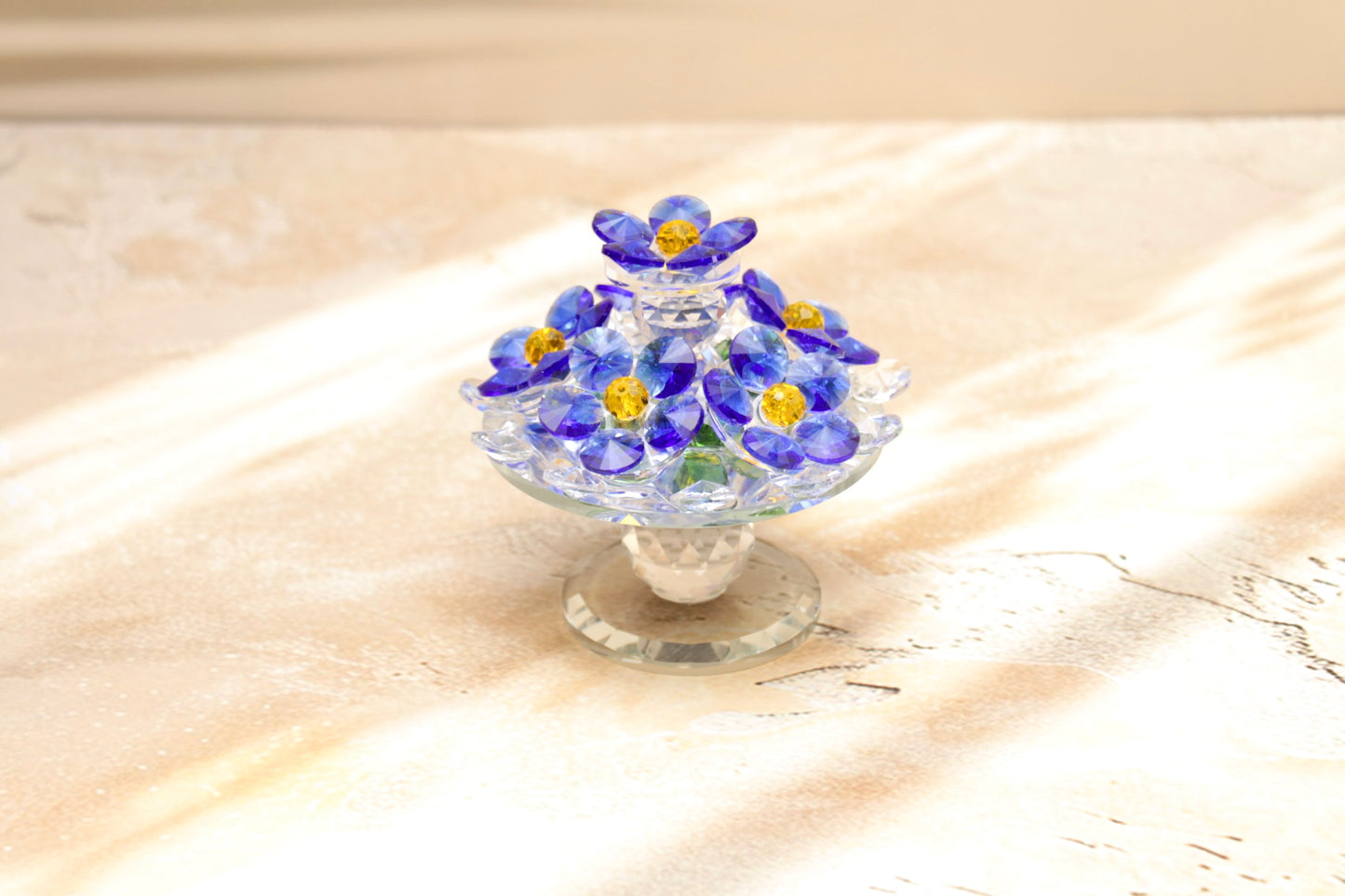 'Sparkles' Rotating Crystal Flowers - Blue