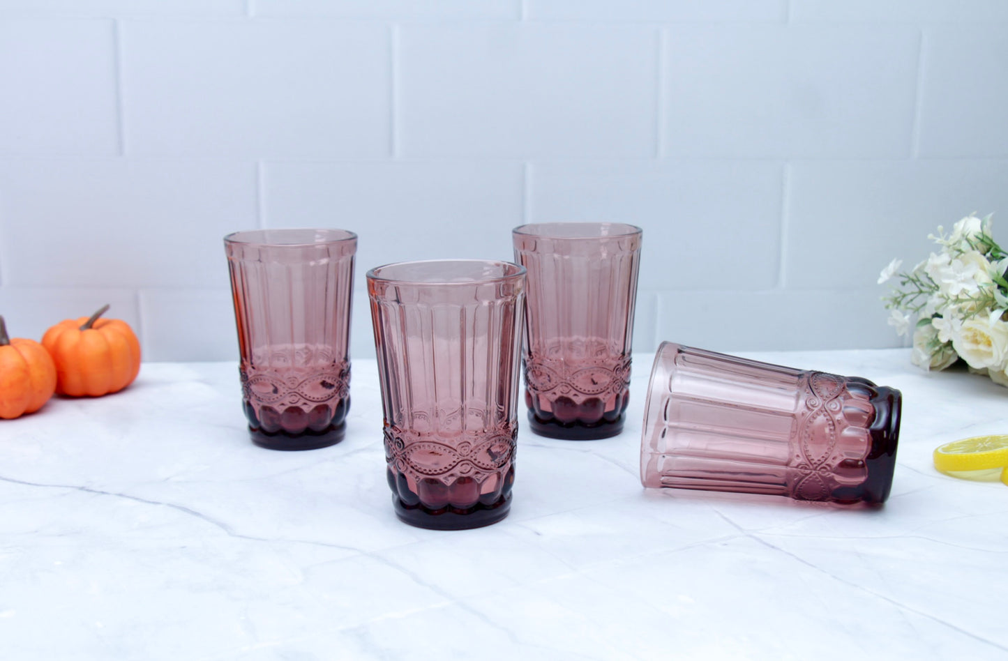 'Brooklyn' Glass Tumblers, Set Of 4 - Pink