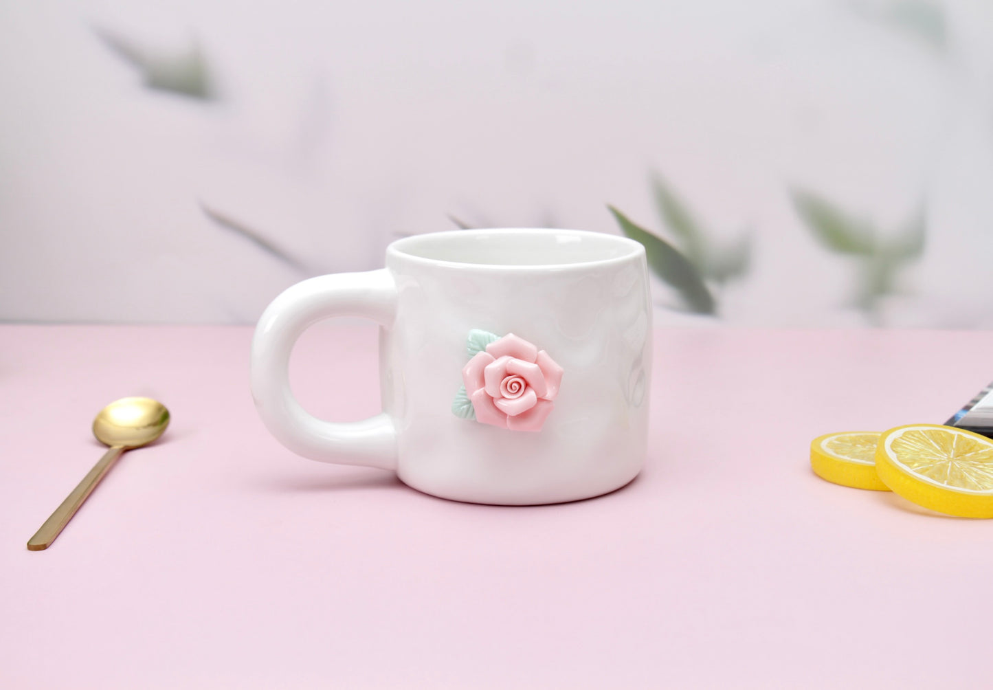 'French Rose' Ceramic Coffee Mug, White