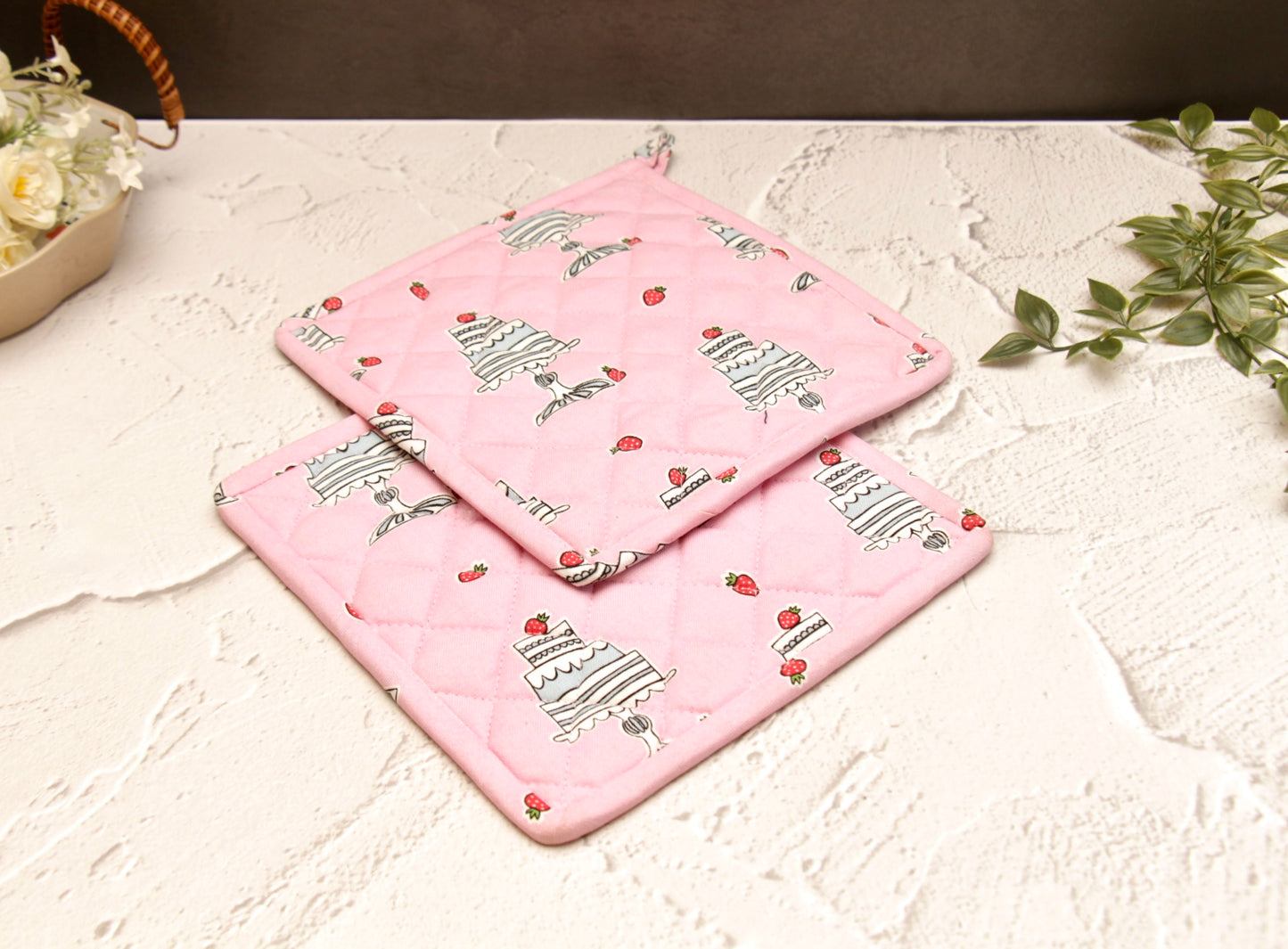 'Pink Frost' Pot Holder Set of 2