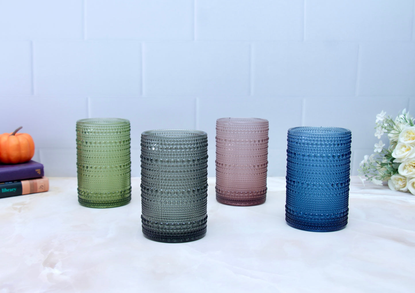 'Frost' Dotted Glass Tumblers, Set Of 4 - Assorted
