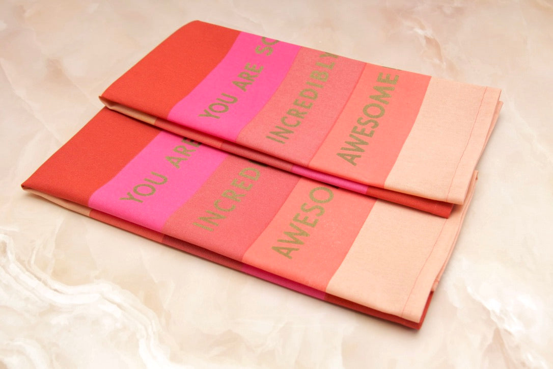 'You Are Awesome' Printed Kitchen Towels, Set of 2