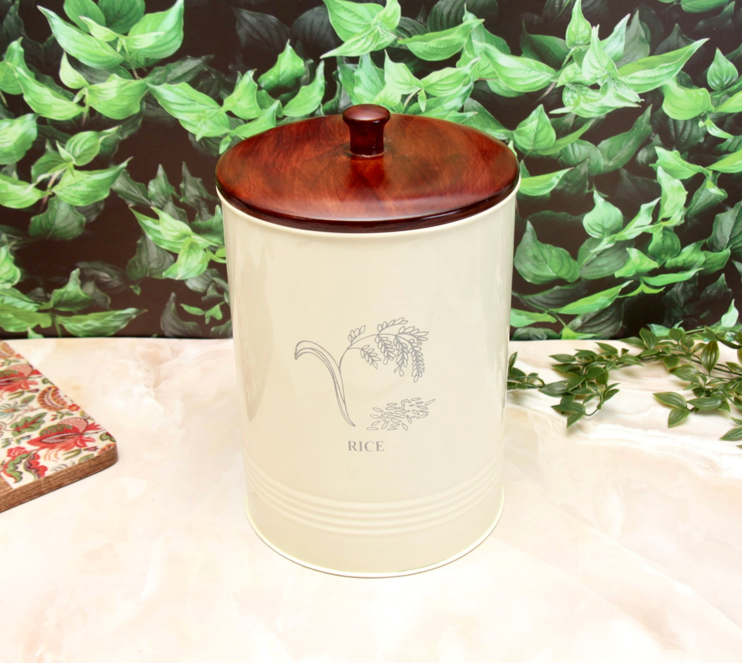 'Willow' Rice Storage Container With Wooden Lid, 5L