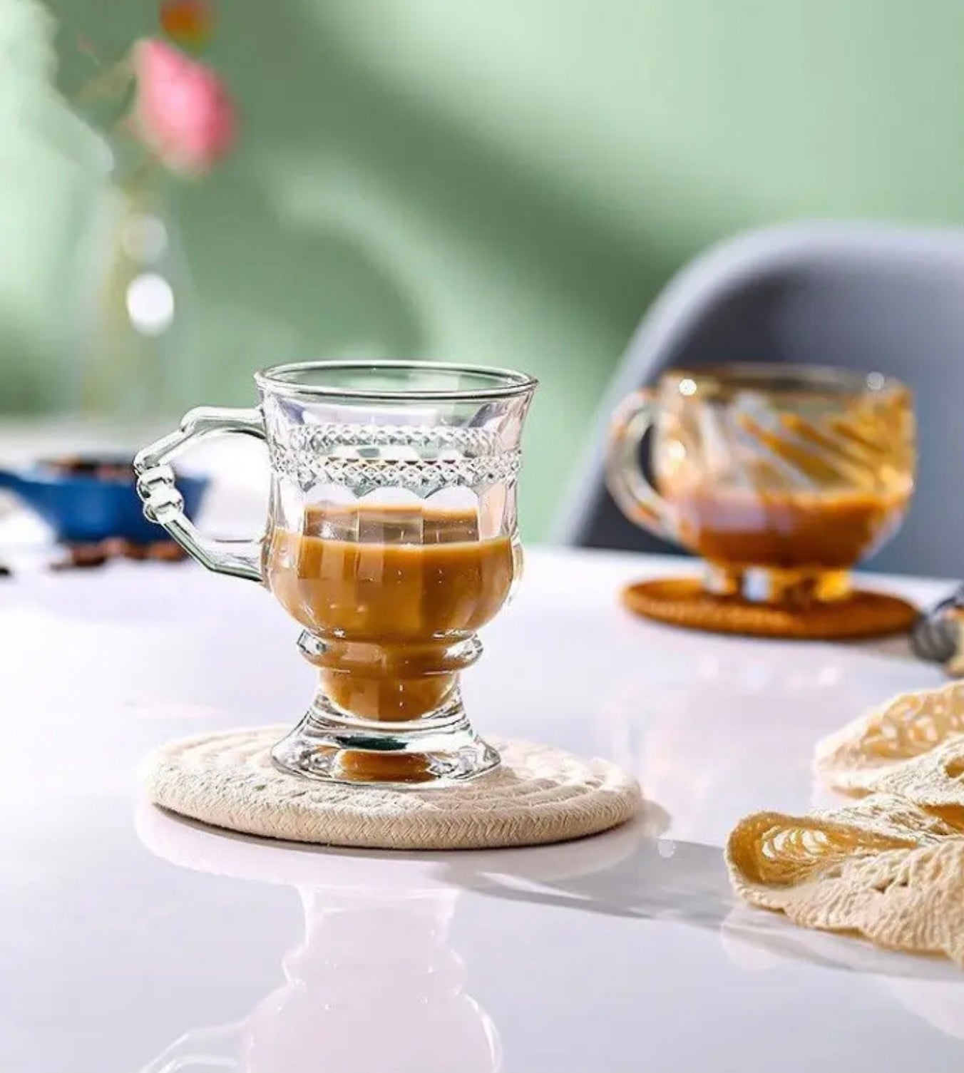 'Aster' Transparent Glass Cups, Set Of 4