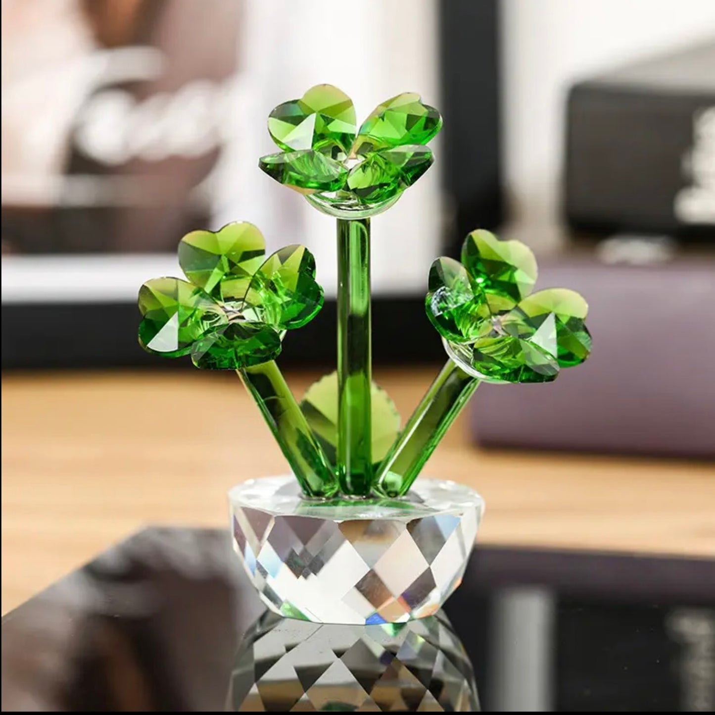'Jade' Mini Glass Crystal Plant