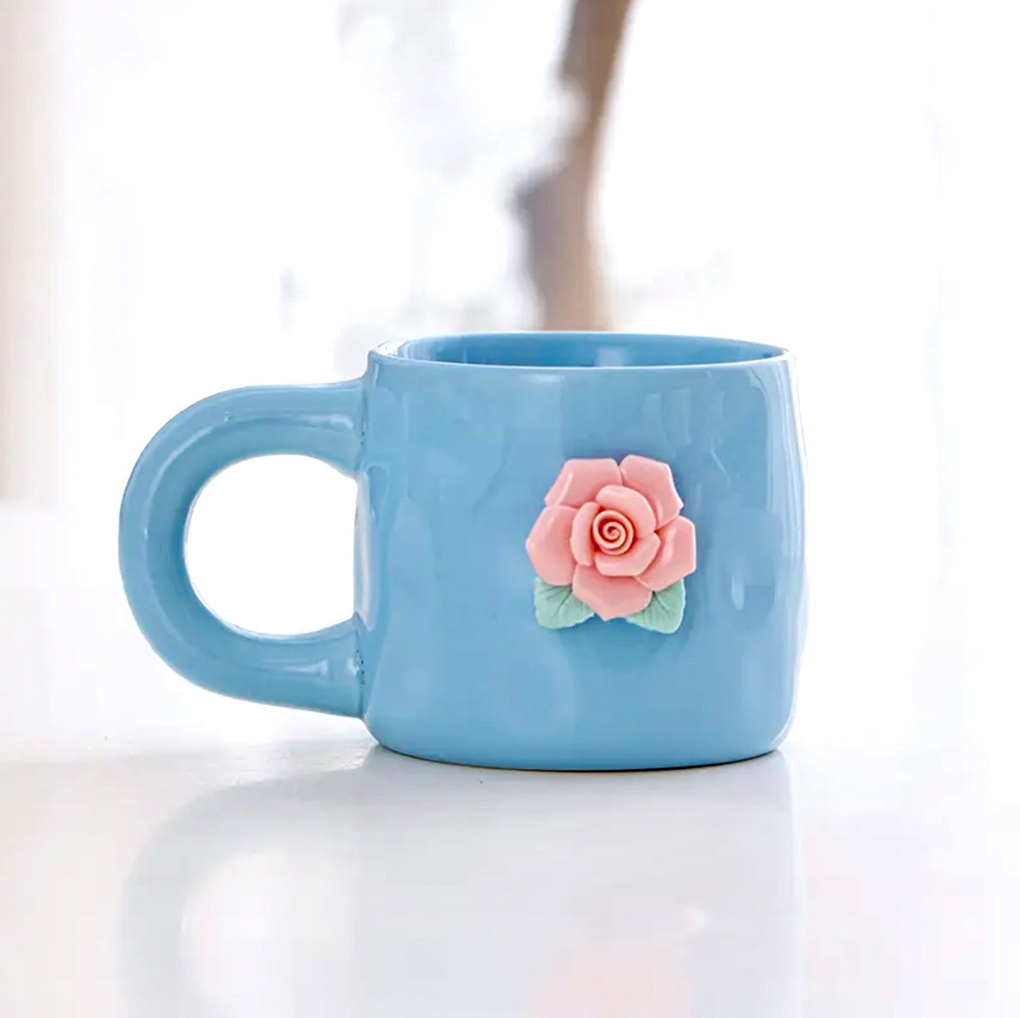'French Rose' Ceramic Coffee Mug, Blue