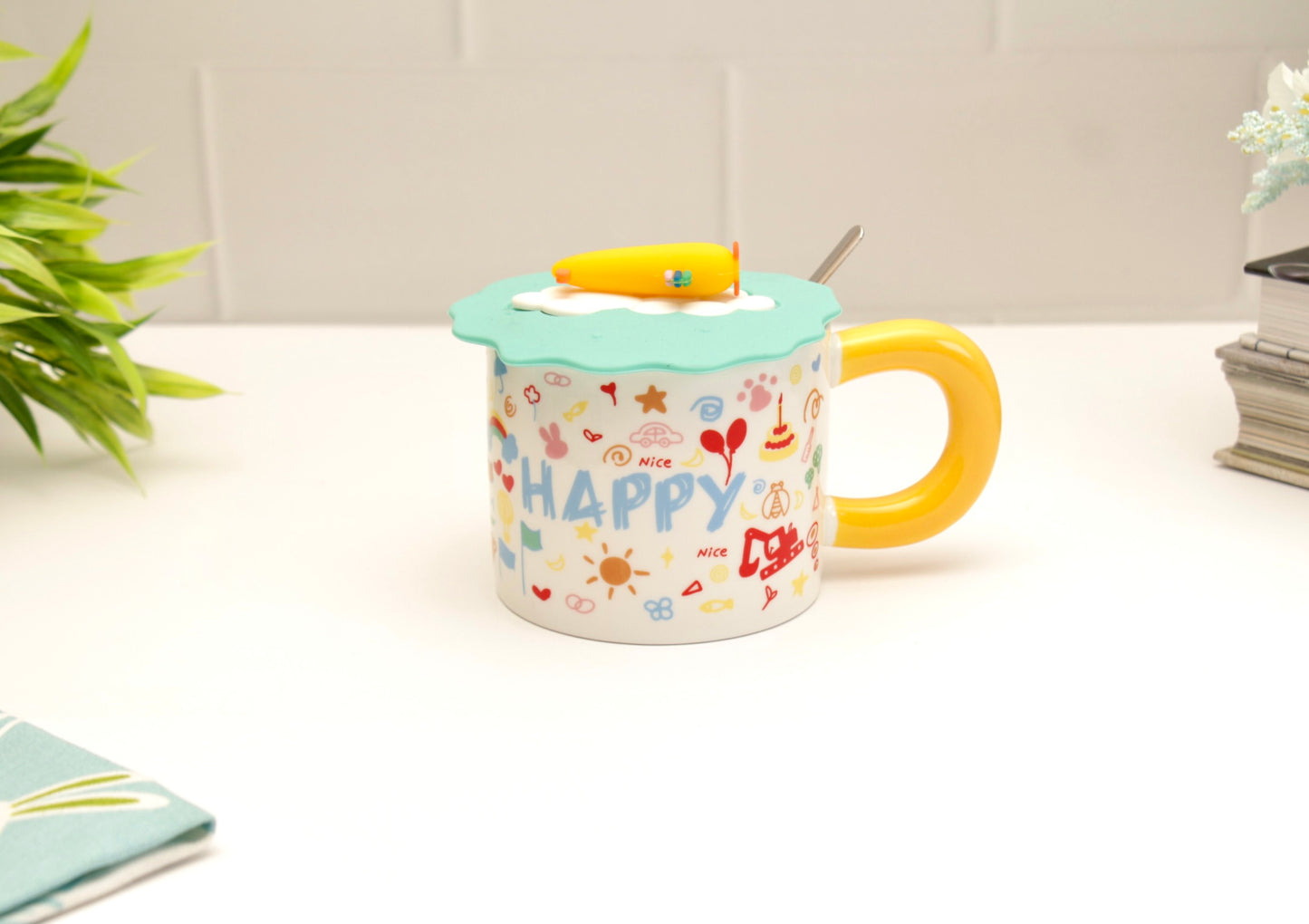 'Sunshine' Ceramic Coffee Mugs - Happy