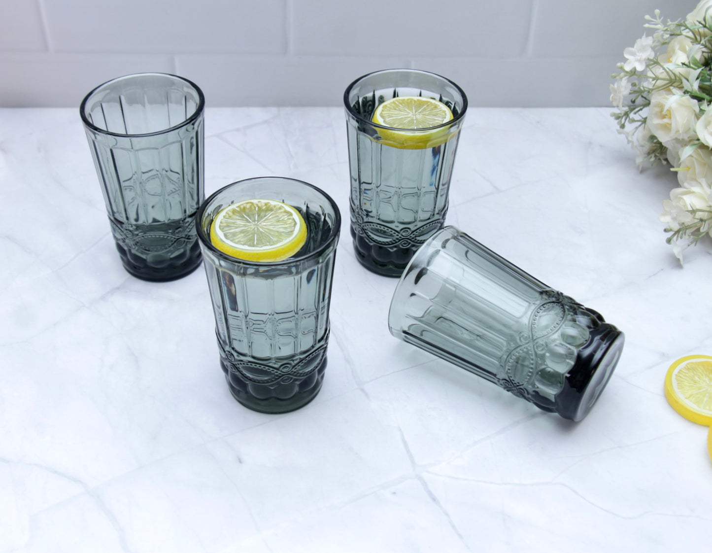 'Brooklyn' Glass Tumblers, Set Of 4 - Black