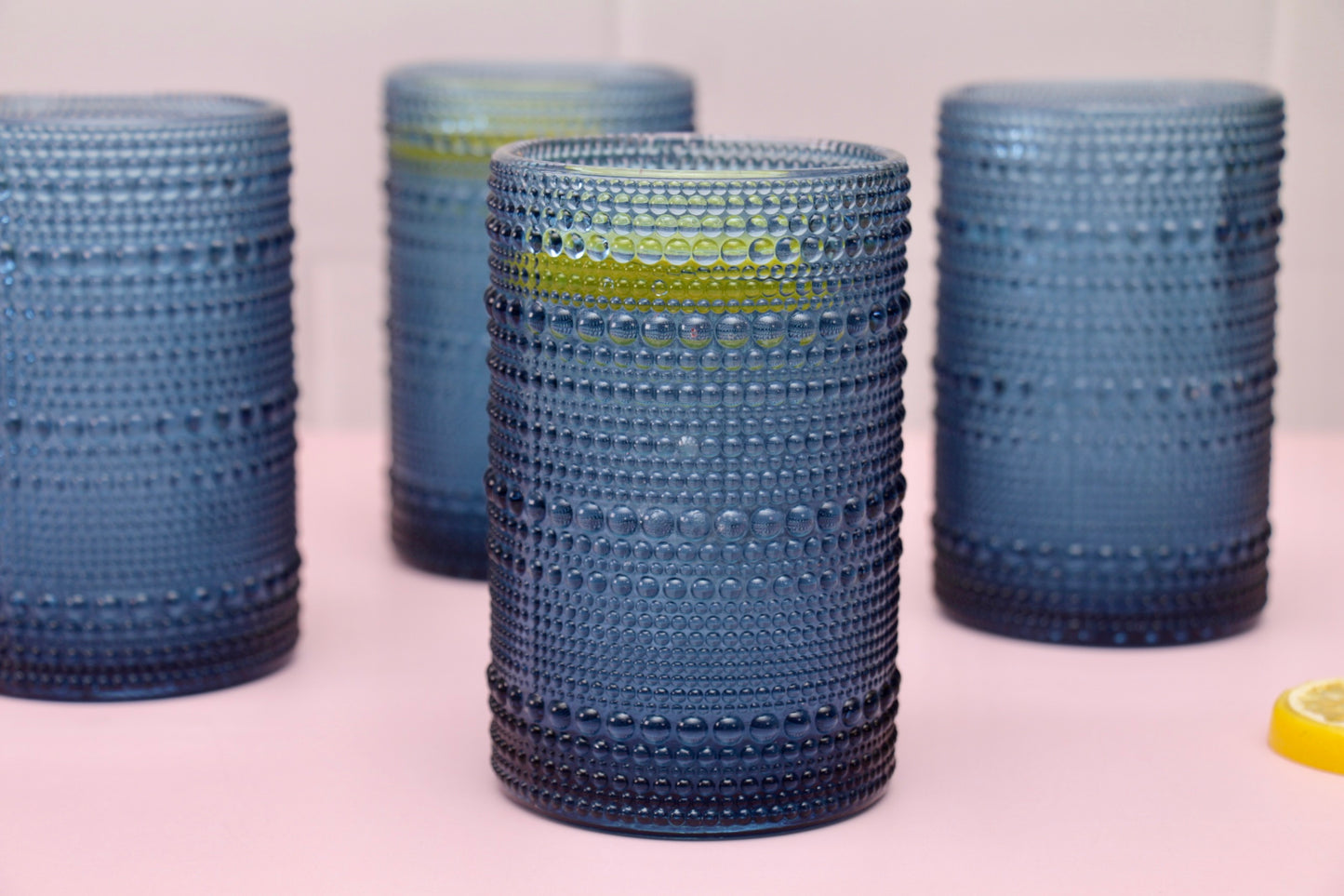 'Frost' Dotted Glass Tumblers, Set Of 4 - Blue