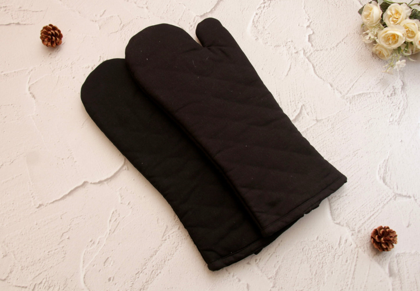 'Black' Long Mittens Set of 2