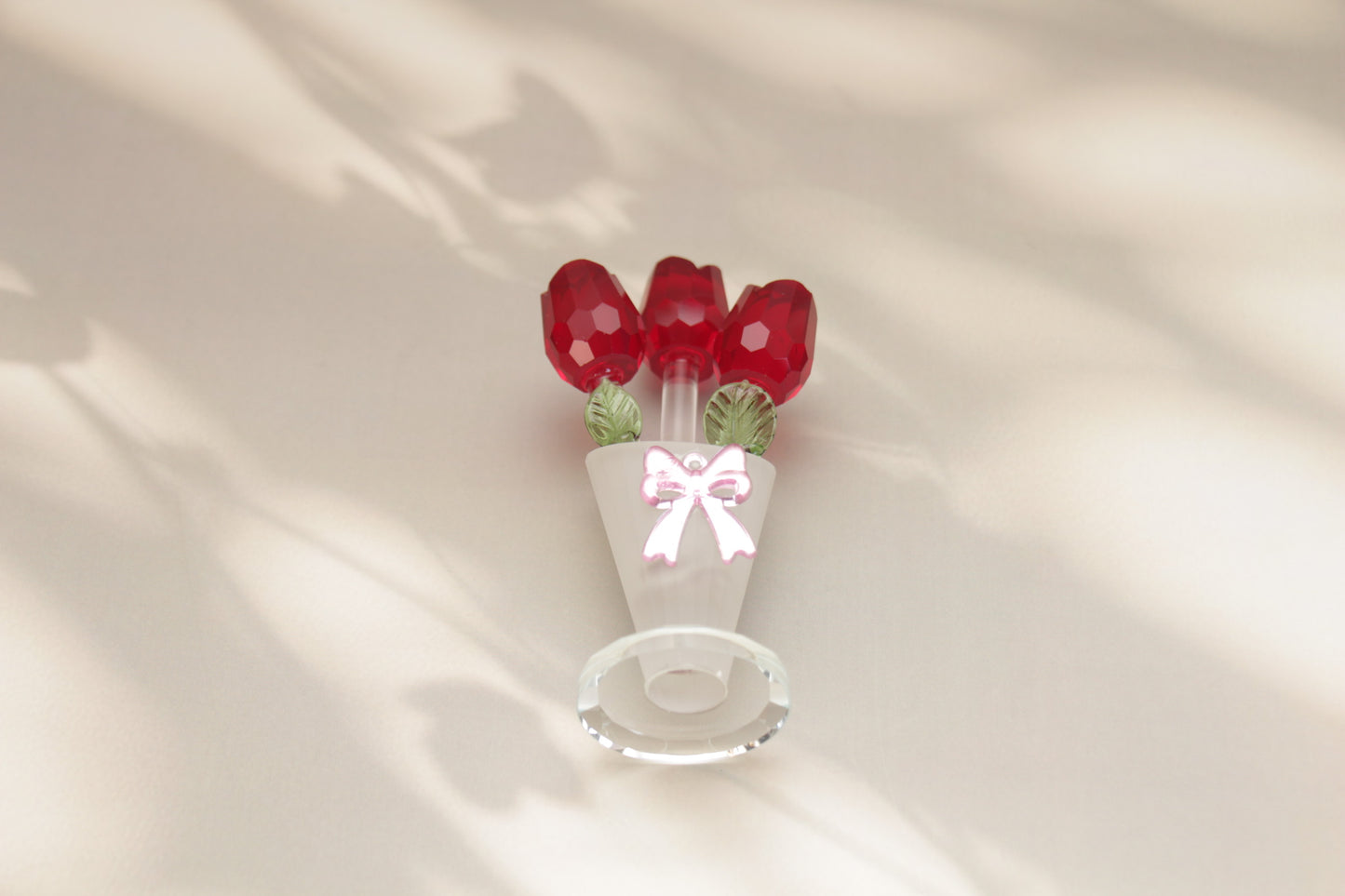 'Serenity' Glass Crystal Roses - Red