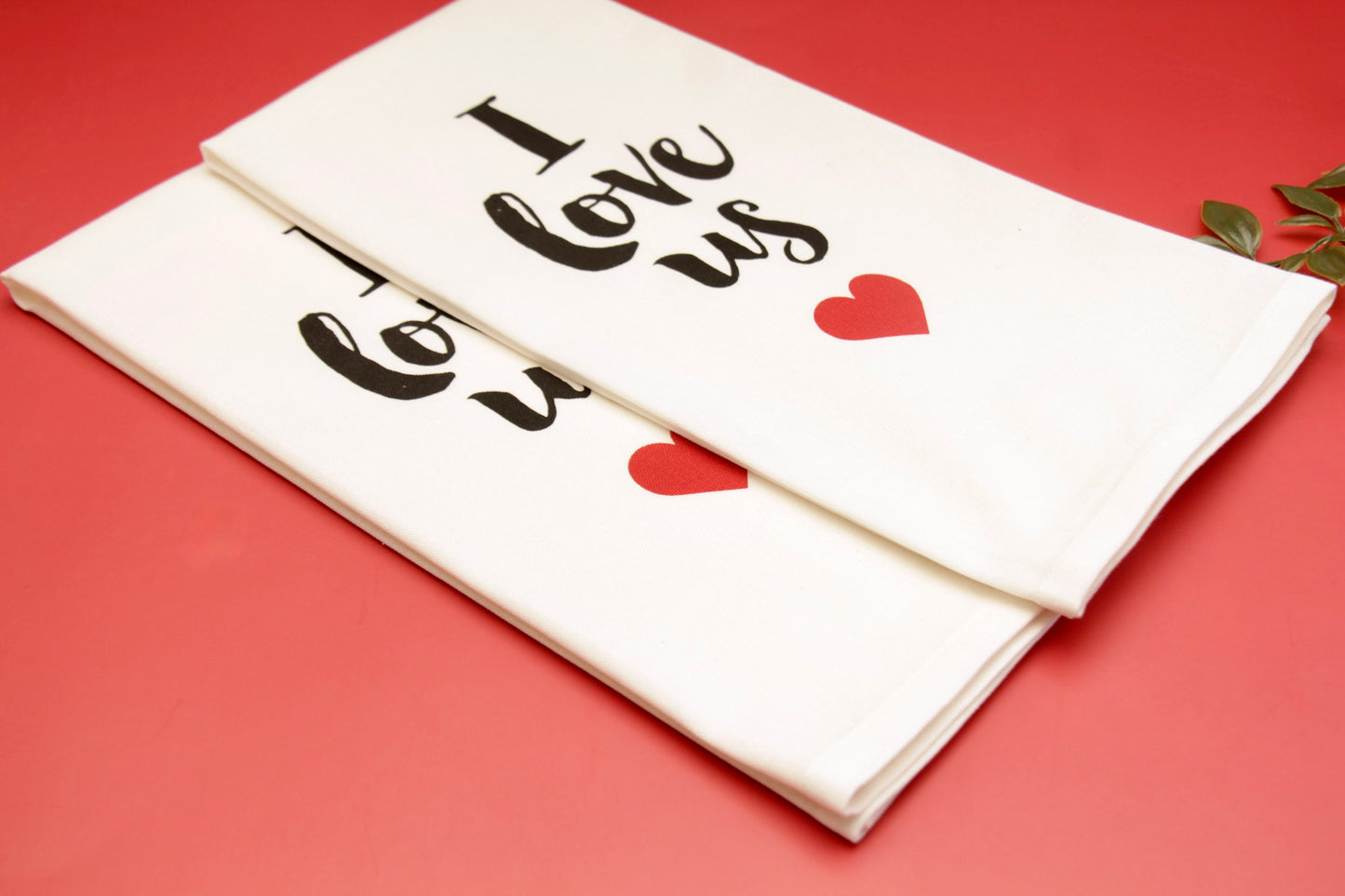 'Love Us' Printed Kitchen Towels, Set of 2