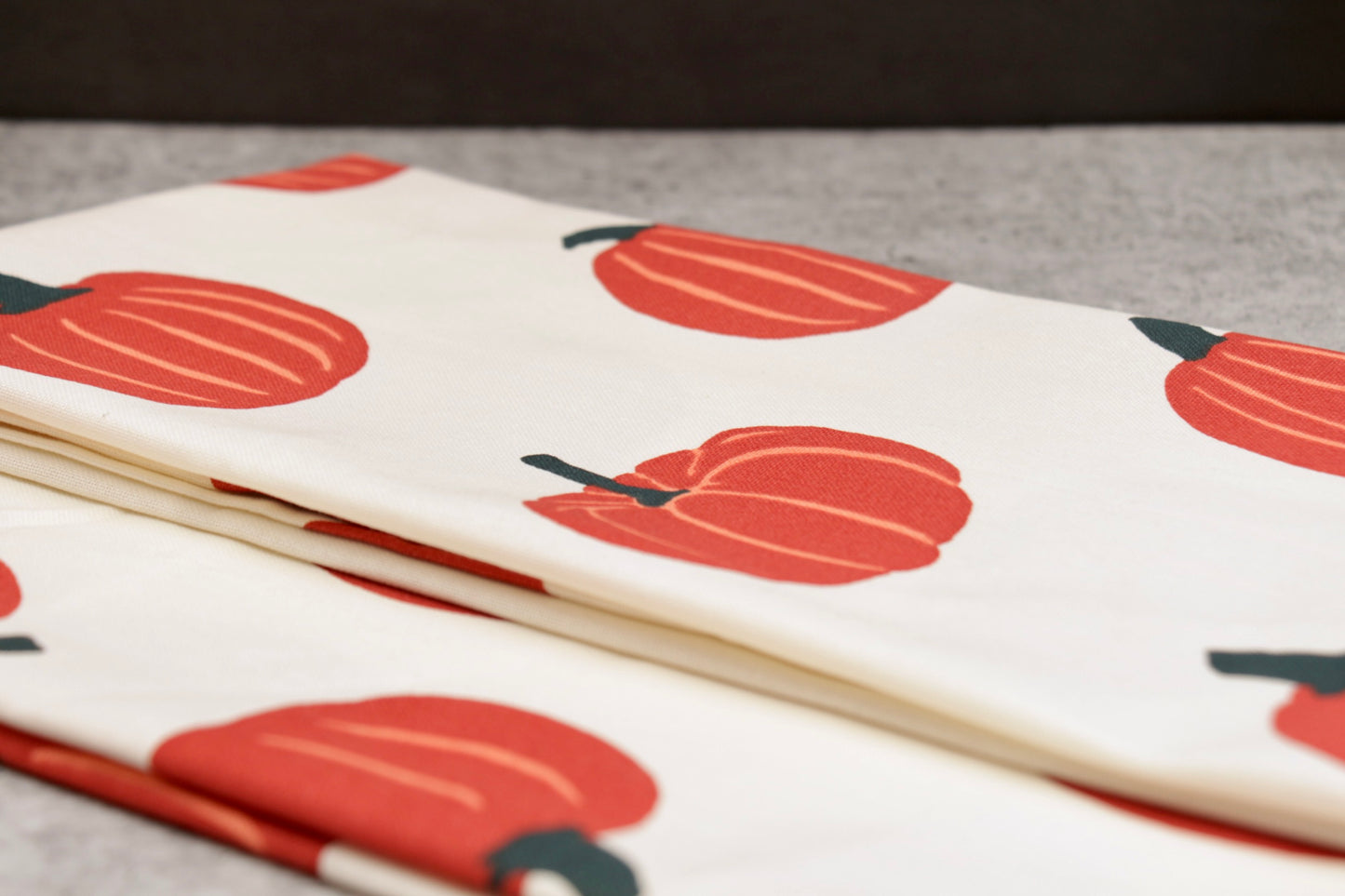 'Pumpkin' Printed Kitchen Towels Beige, Set of 2