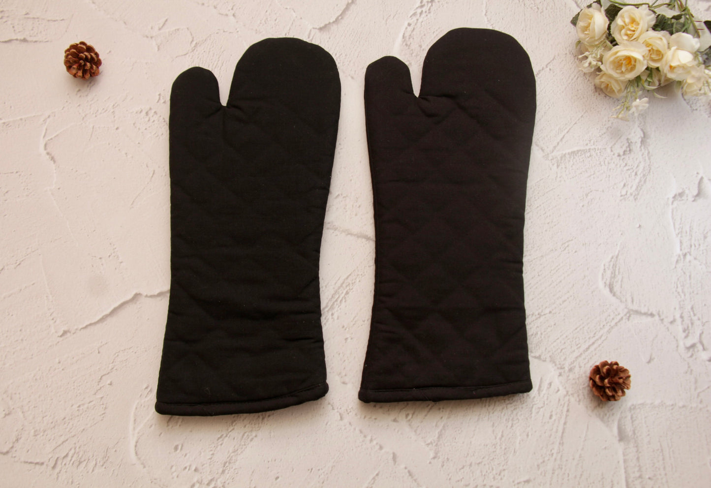 'Black' Long Mittens Set of 2