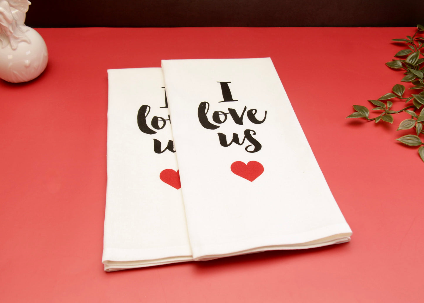 'Love Us' Printed Kitchen Towels, Set of 2