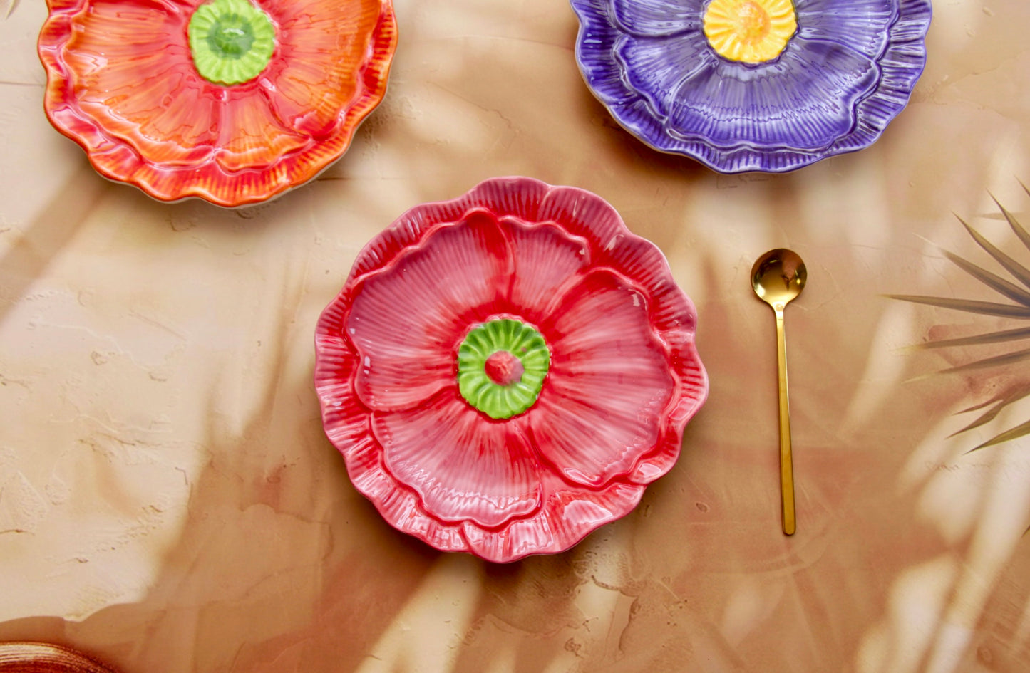 'Flora' Ceramic Dessert Plate - Red