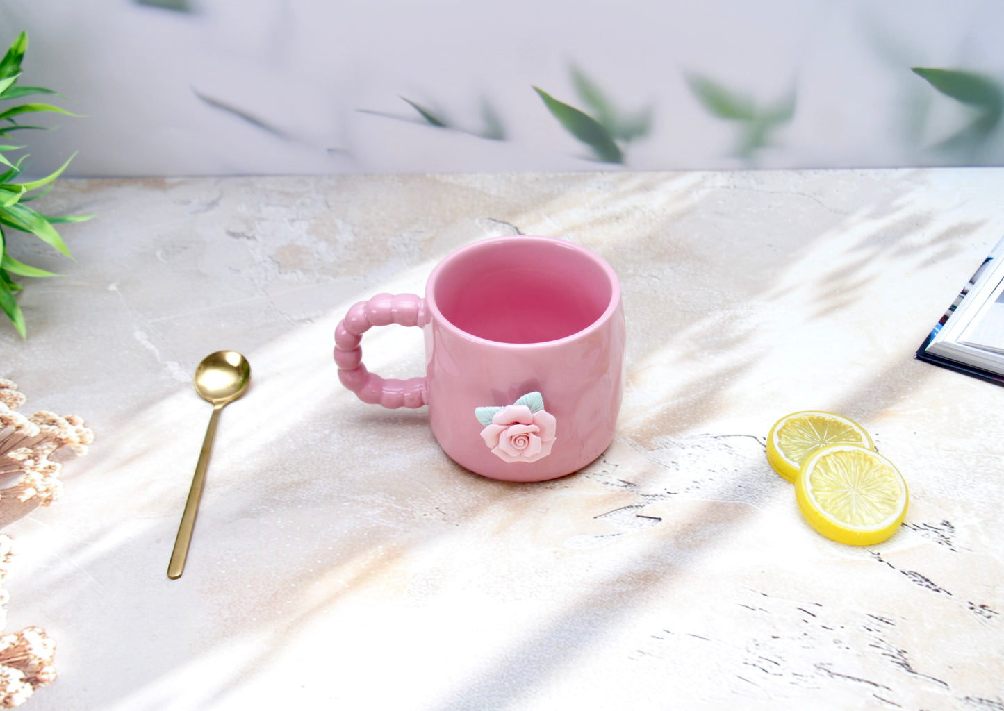 'French Rose' Ceramic Coffee Mug, Pink